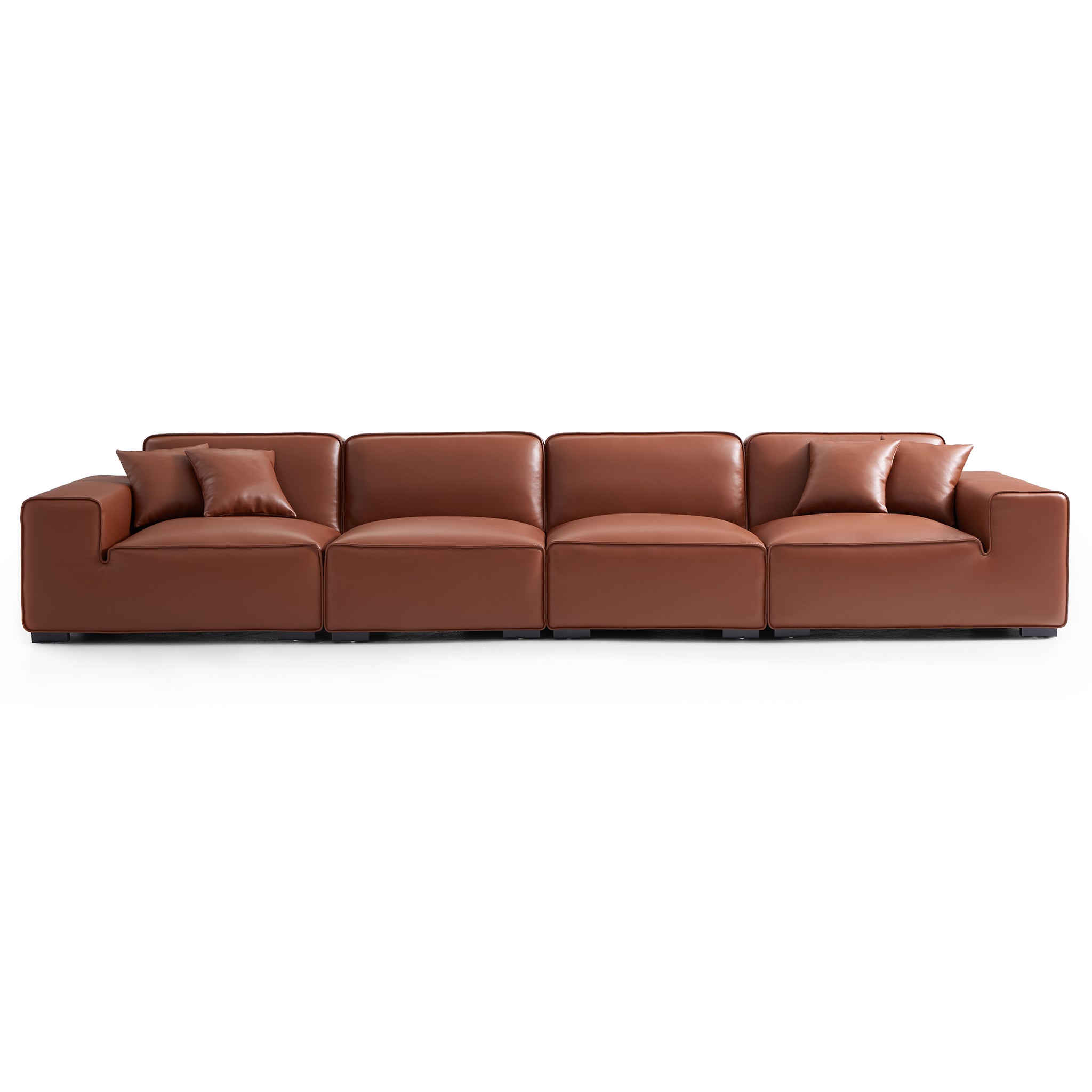 Domus Modular Black Leather Sofa