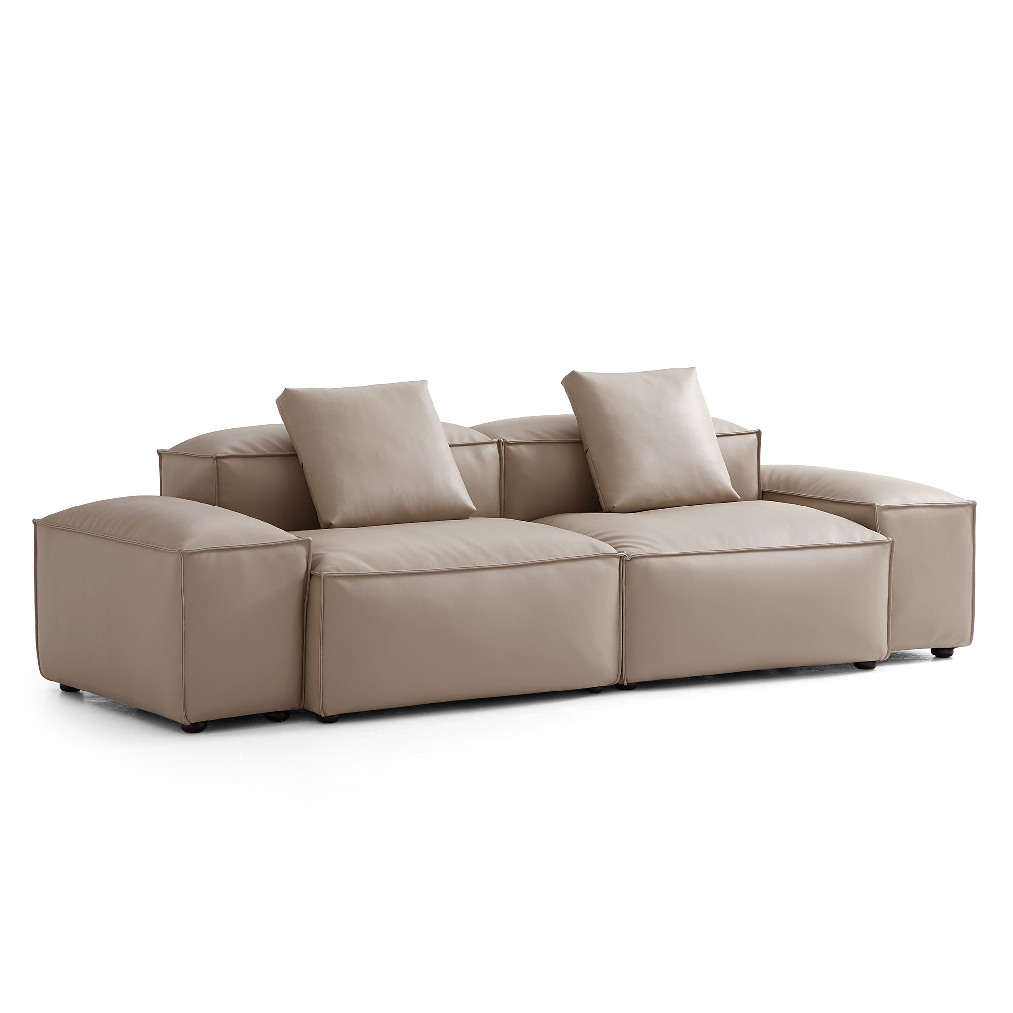 Cube Modular Khaki Genuine Leather Sofa