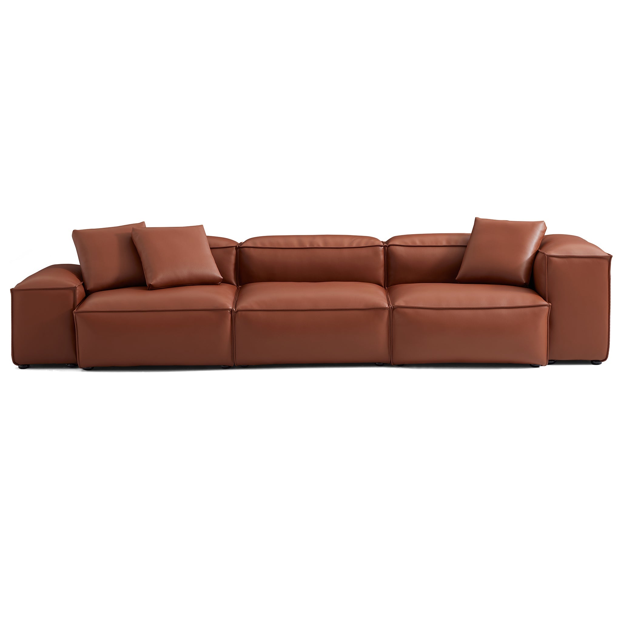 Cube Modular Beige Genuine Leather Sofa