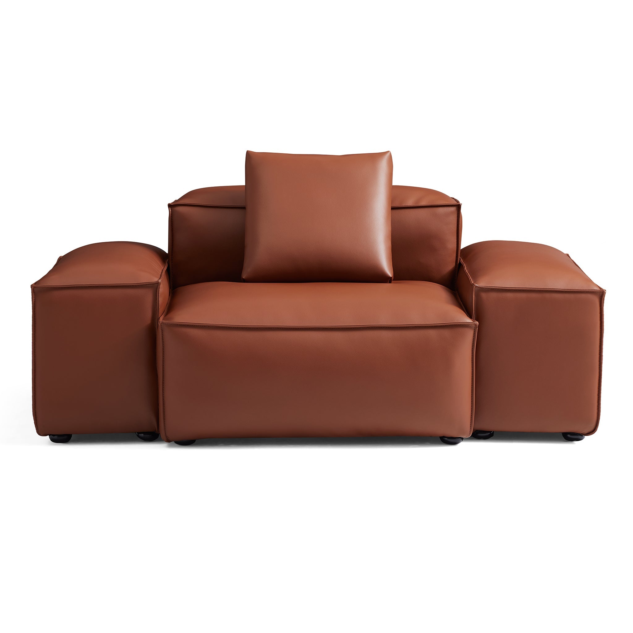Cube Modular Beige Genuine Leather Armchair