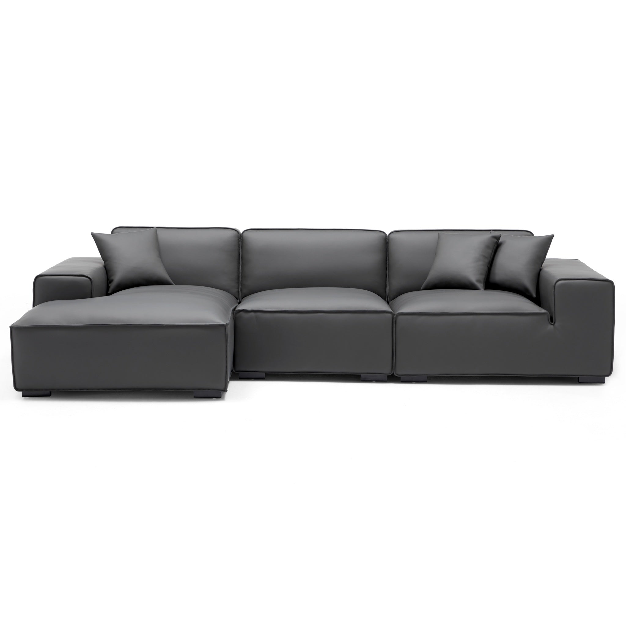 Domus Modular Black Leather Sectional Sofa
