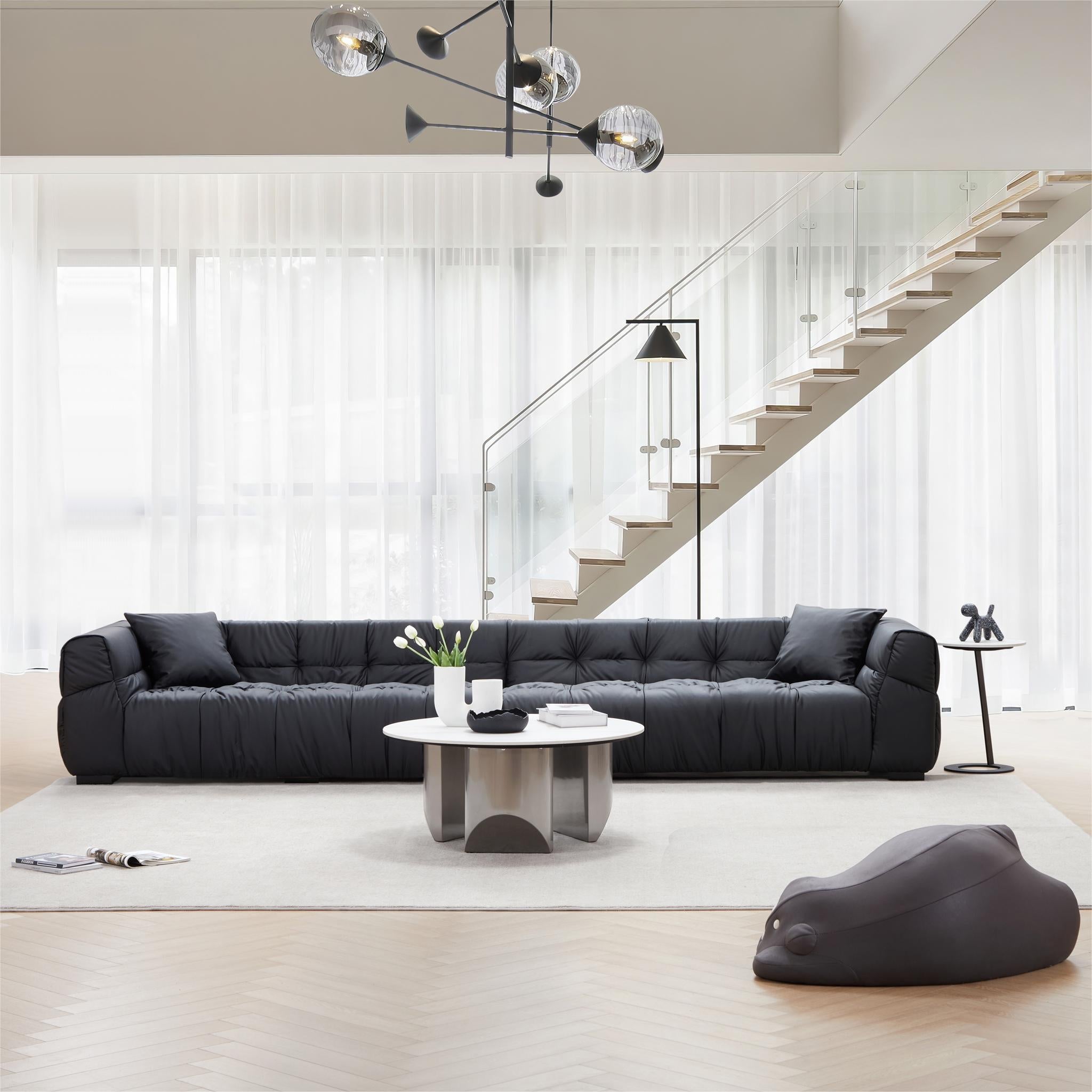Boba Black Leathaire Sofa