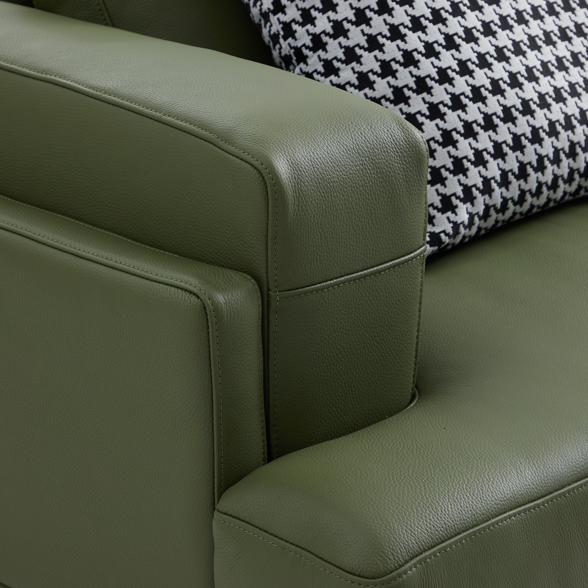 Olivia Green Top Grain Genuine Leather Armchair