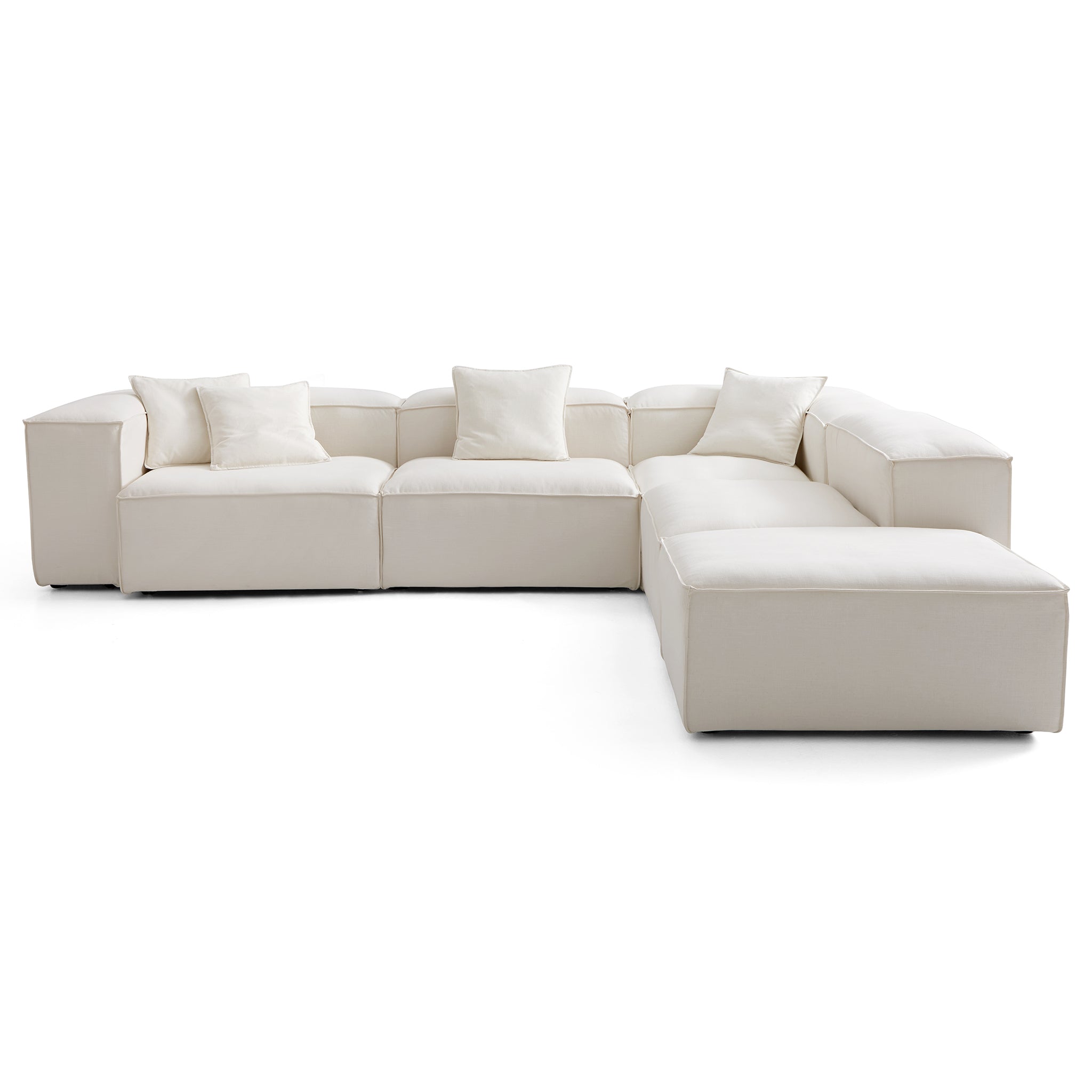 Freedom Modular Beige L-Shaped Sectional and Ottoman