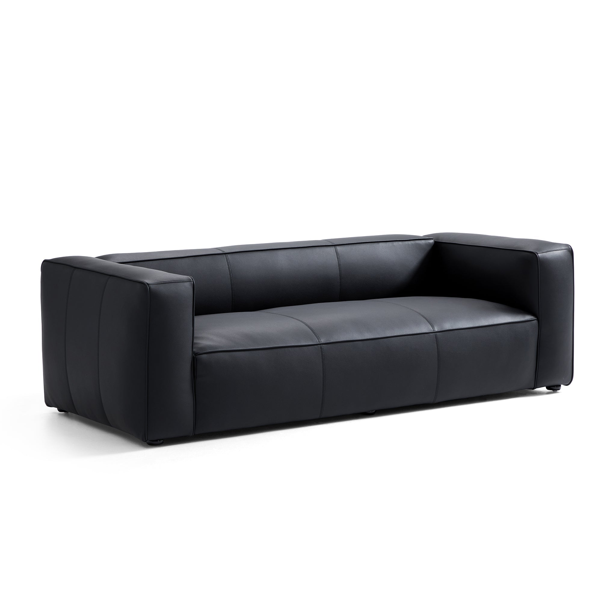 Brancaster Black Genuine Leather Tuxedo Sofa