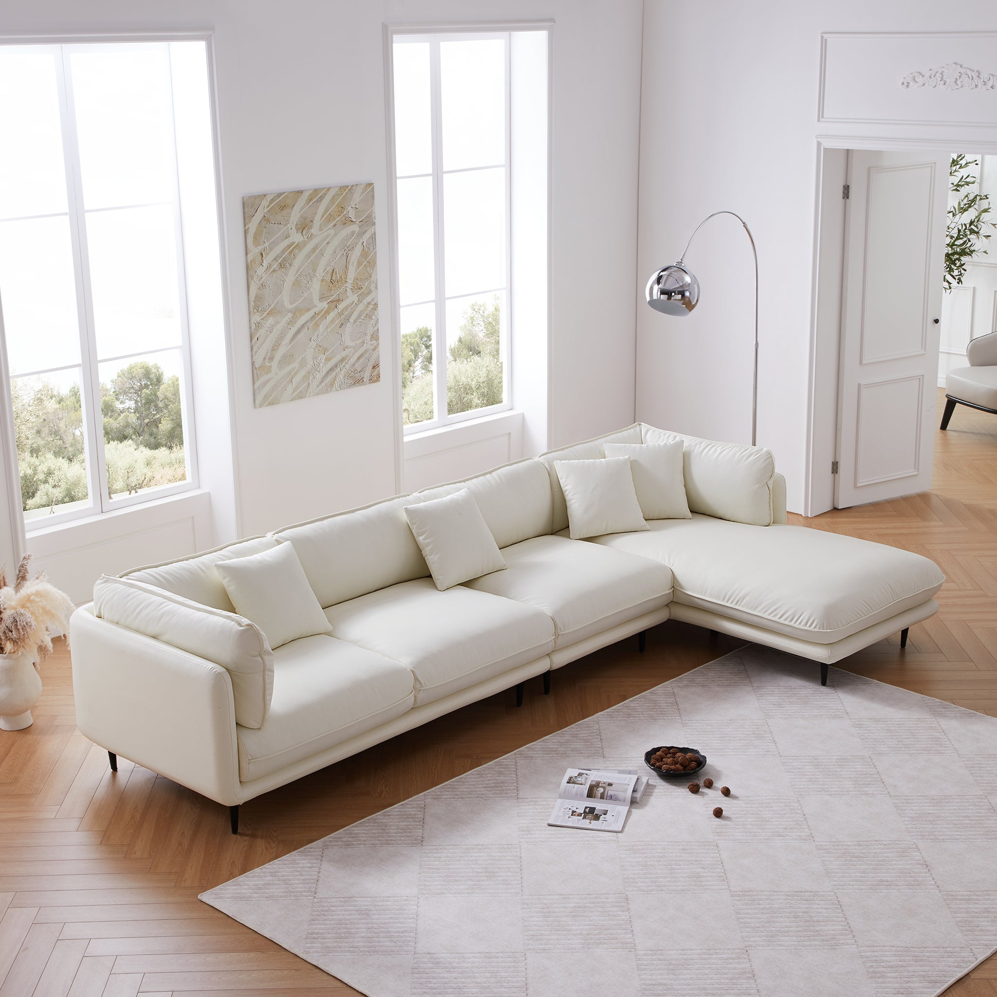 Vanilla Brown Leather Sectional