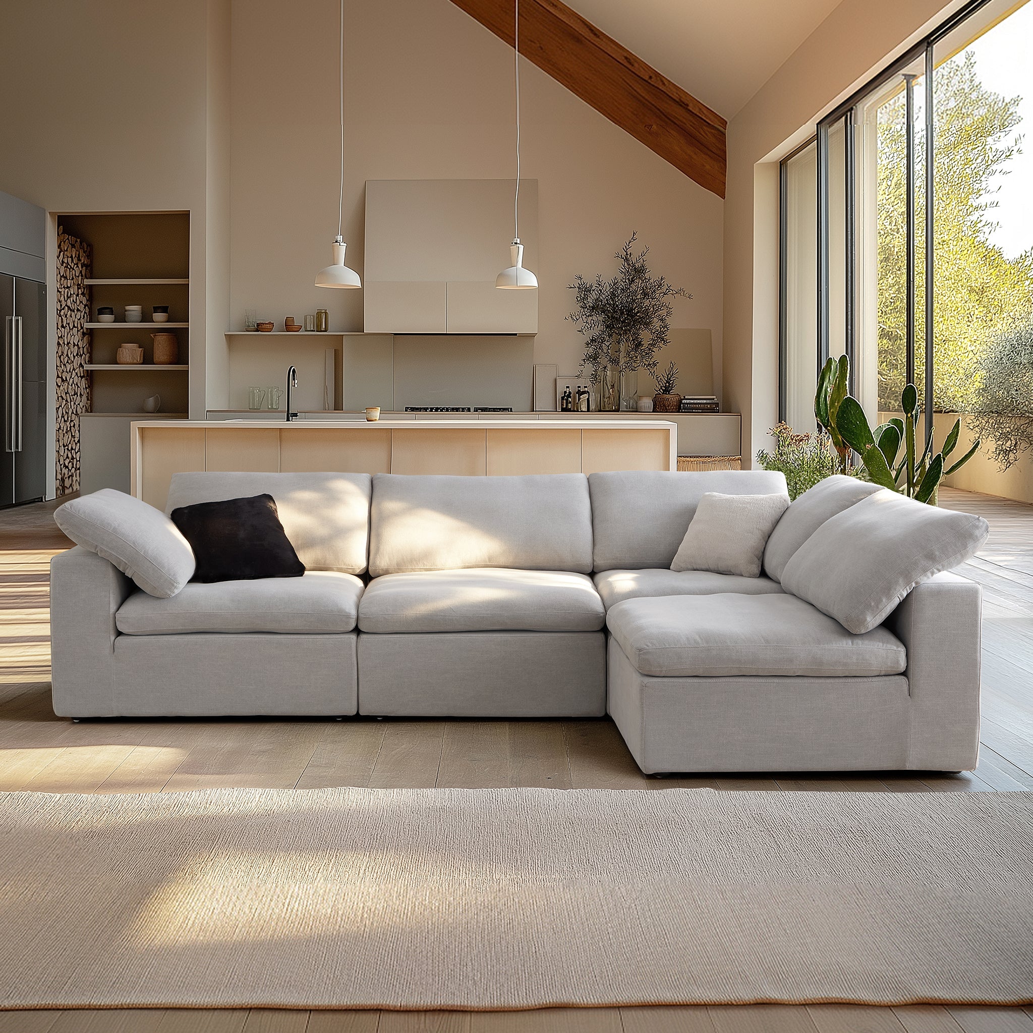 Tender Wabi-Sabi Gray L-Shaped Sectional