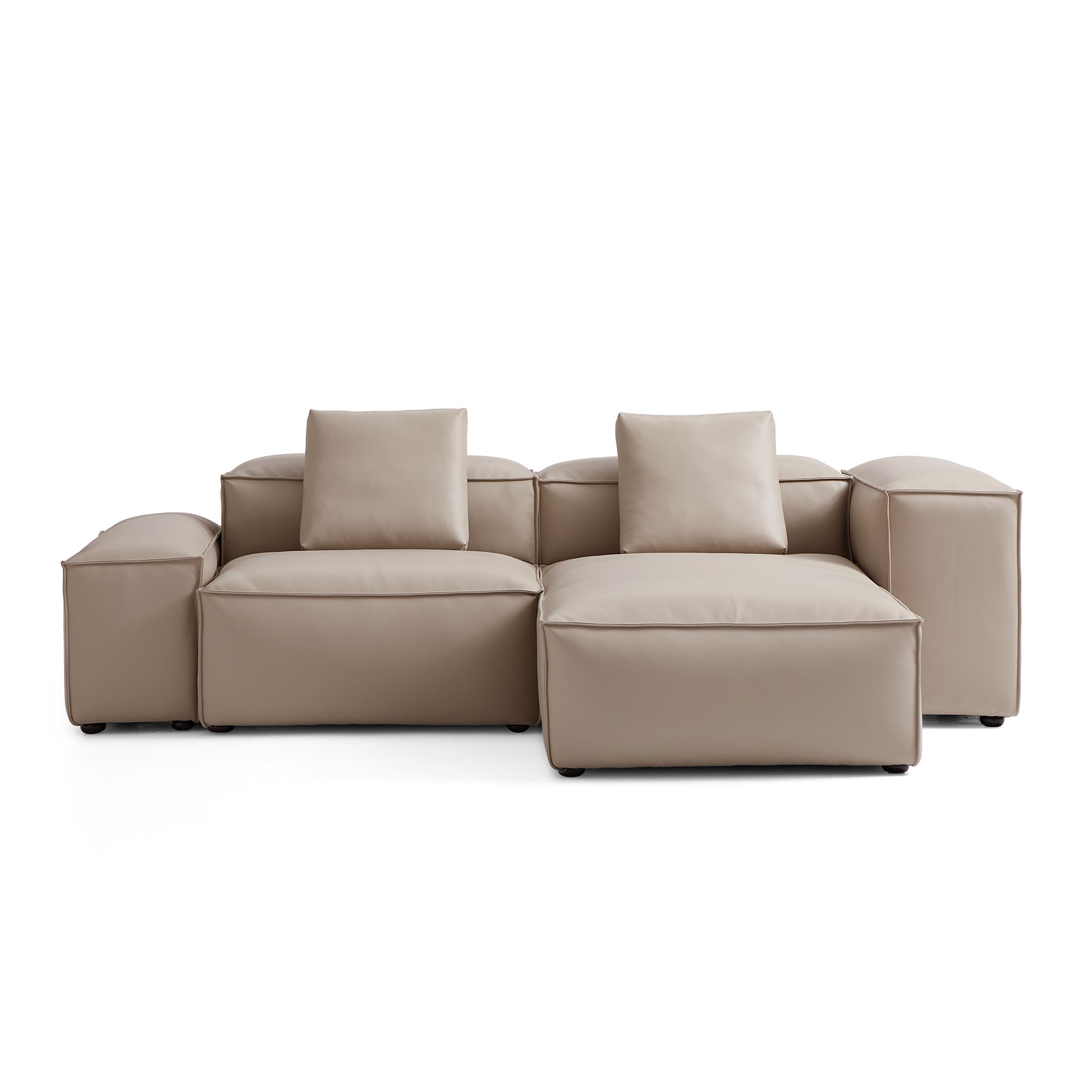 Cube Modular Brown Genuine Leather Sectional