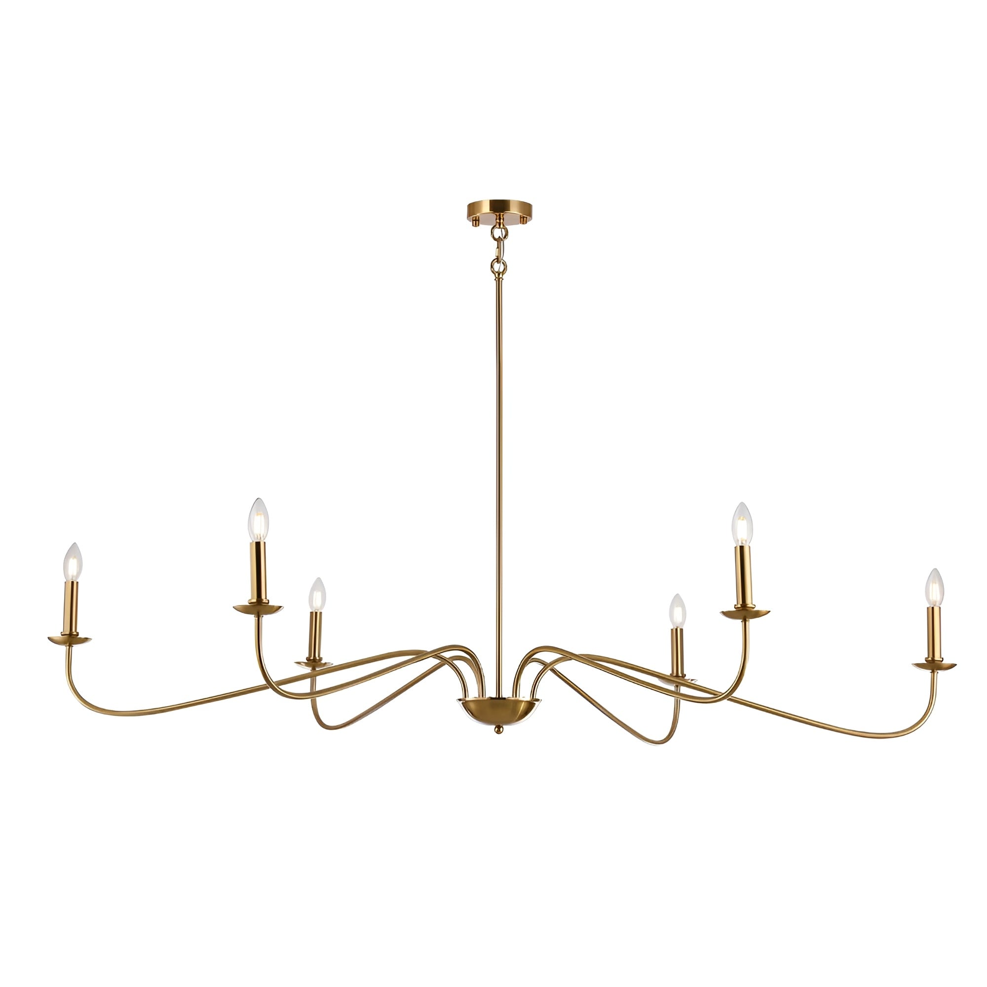 Lustre minimaliste français classique à 6 lumières avec éclairage de style bougie