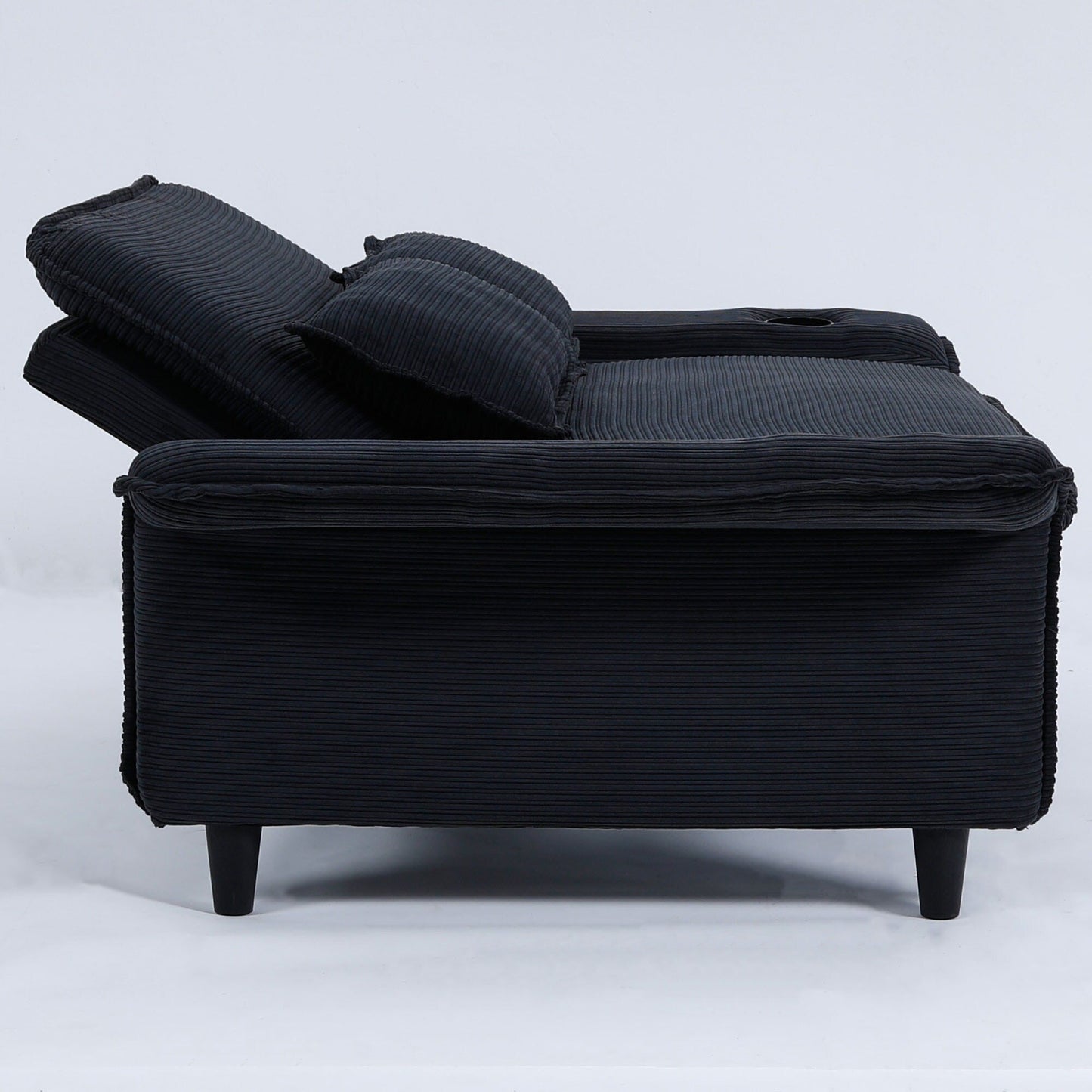 Canapé-lit multifonctionnel en tissu rayé de 65,74 pouces, idéal pour les chambres et les salons
