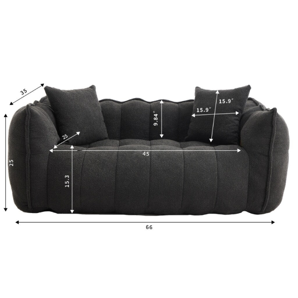 Pouf carré en chenille de 66 pouces avec noyau en mousse haute résilience, accoudoirs et poignée