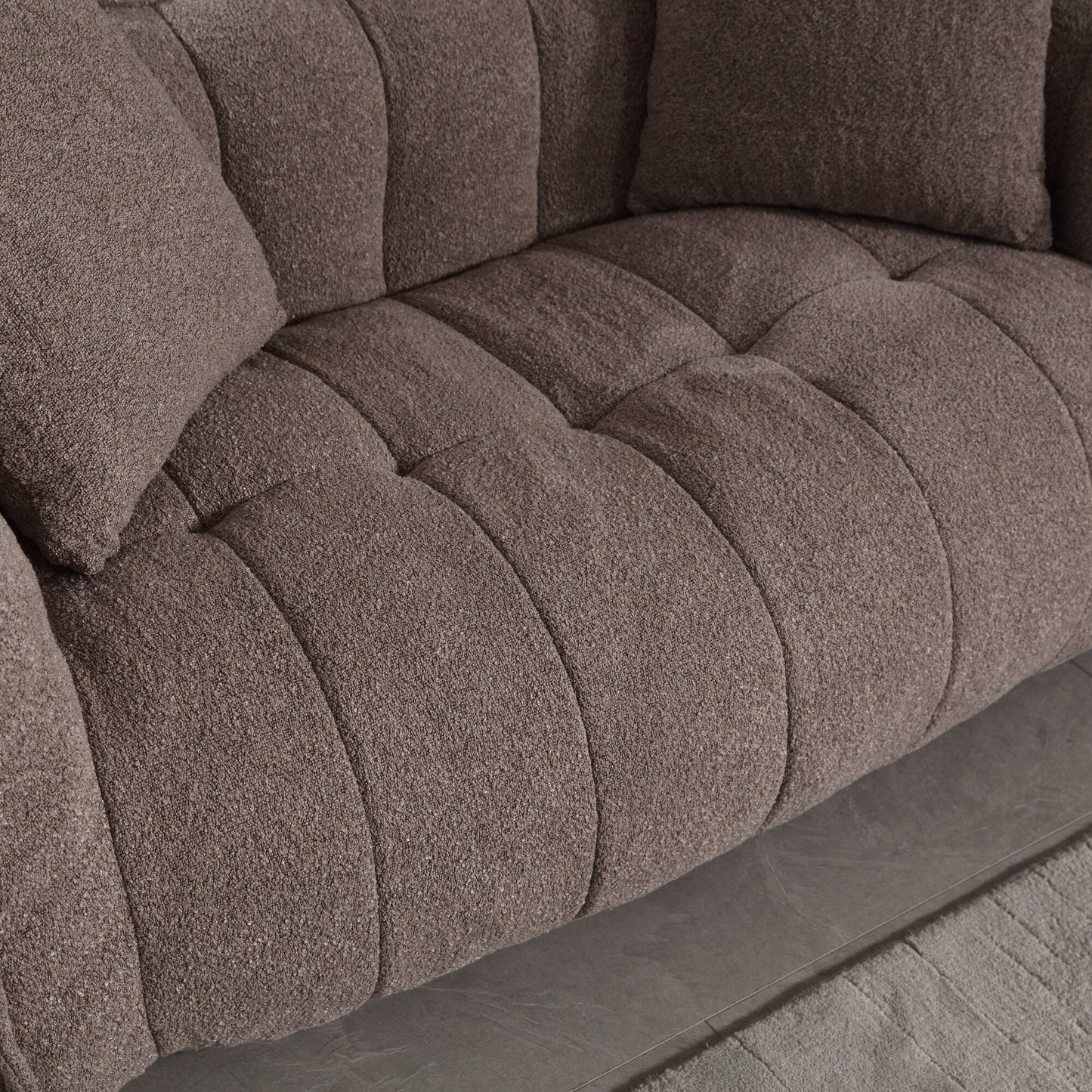 Pouf carré en chenille de 66 pouces avec noyau en mousse haute résilience, accoudoirs et poignée