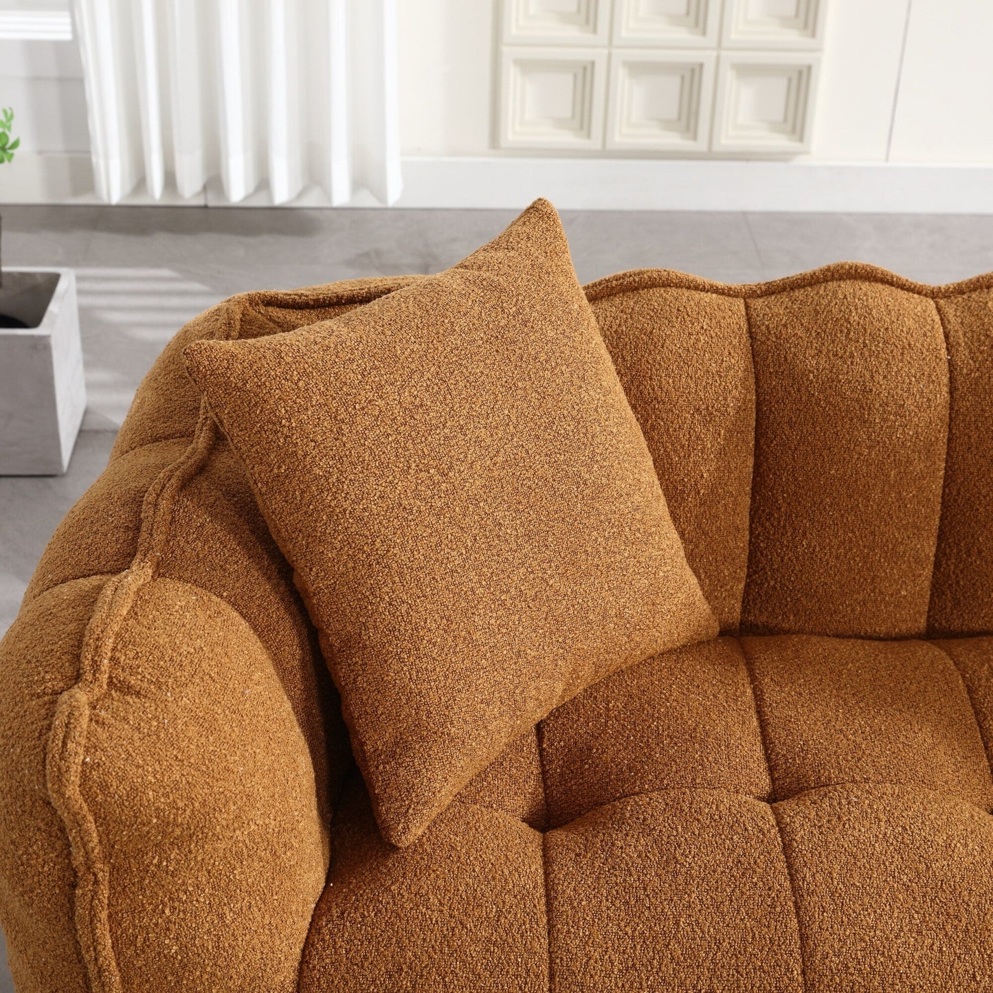 Pouf carré en chenille de 66 pouces avec noyau en mousse haute résilience, accoudoirs et poignée