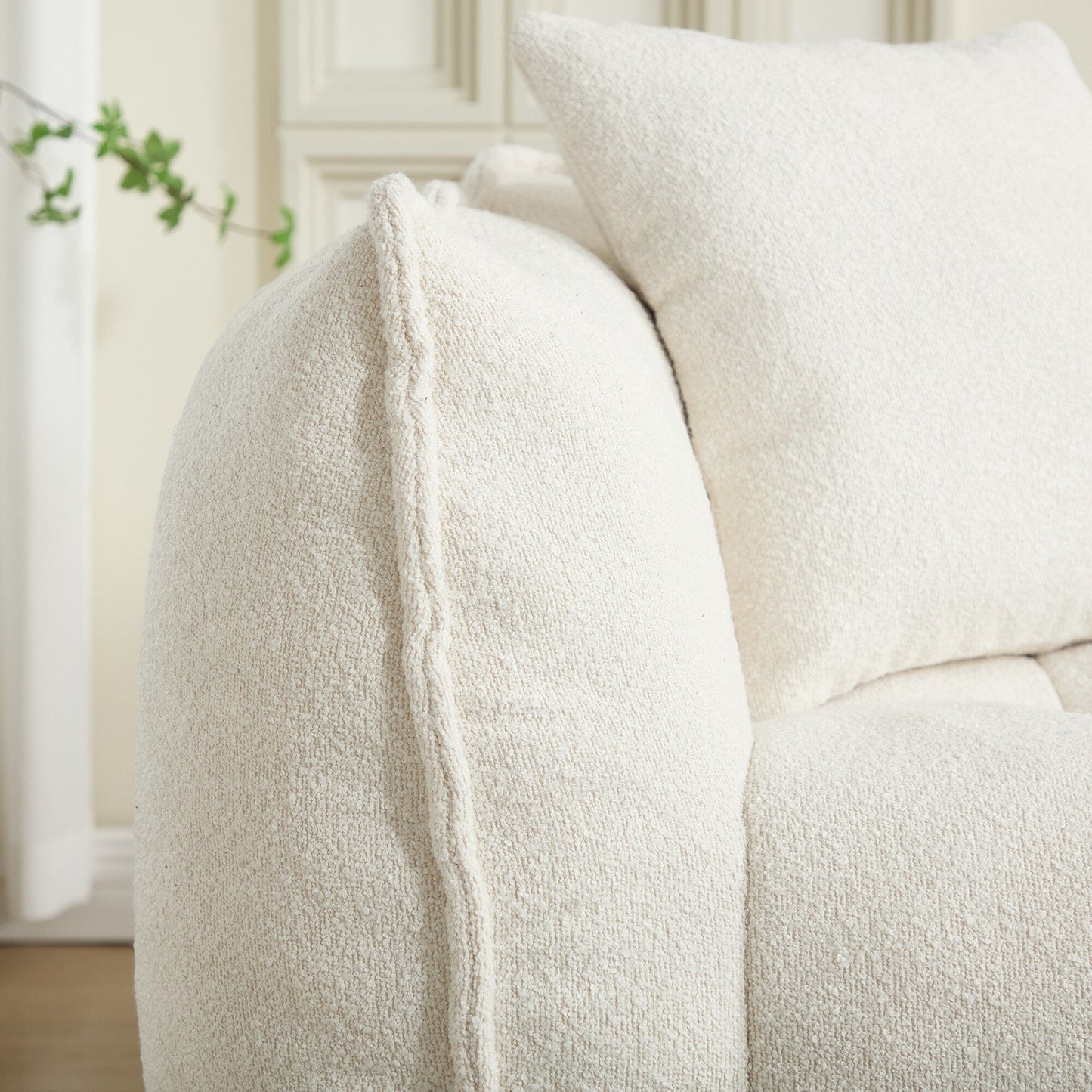 Pouf carré en chenille de 66 pouces avec noyau en mousse haute résilience, accoudoirs et poignée