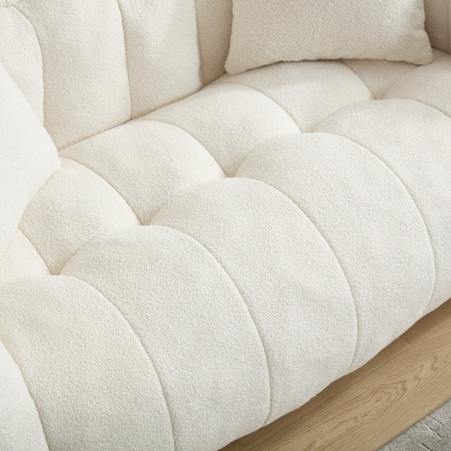 Pouf carré en chenille de 66 pouces avec noyau en mousse haute résilience, accoudoirs et poignée