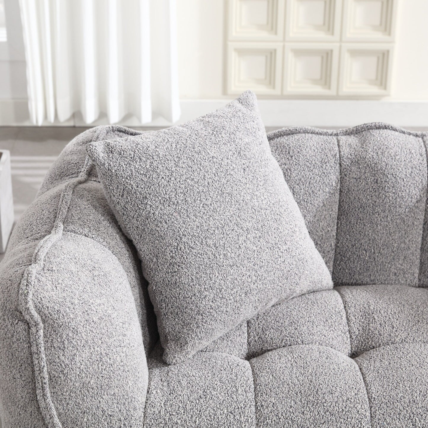 Pouf carré en chenille de 66 pouces avec noyau en mousse haute résilience, accoudoirs et poignée