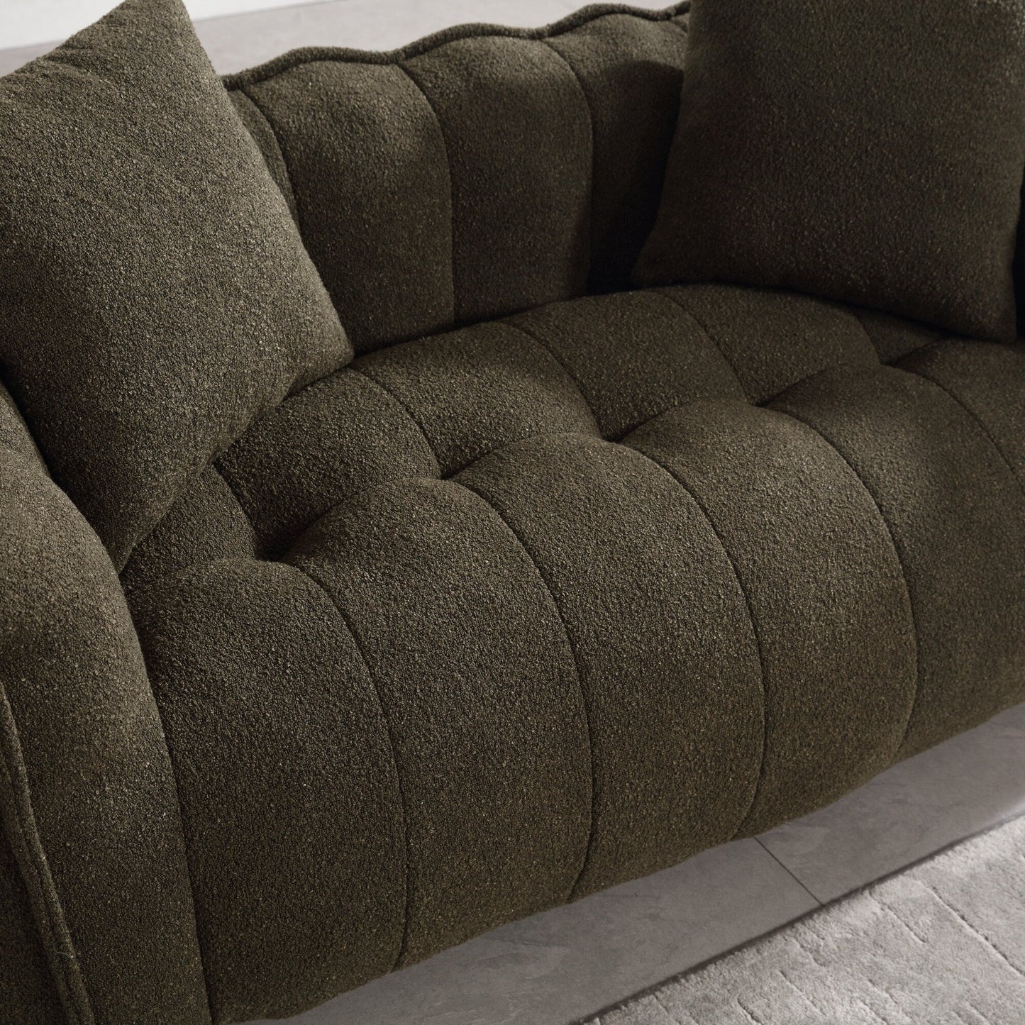 Pouf carré en chenille de 66 pouces avec noyau en mousse haute résilience, accoudoirs et poignée