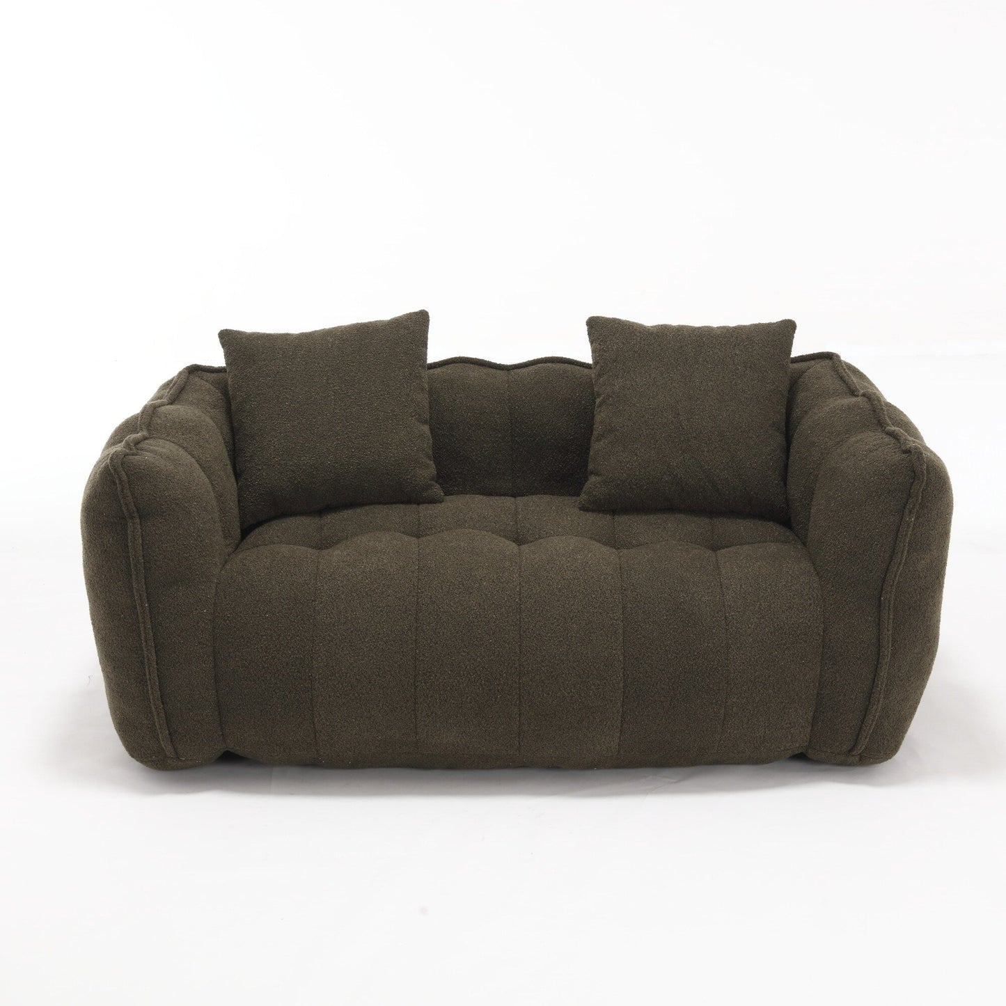 Pouf carré en chenille de 66 pouces avec noyau en mousse haute résilience, accoudoirs et poignée