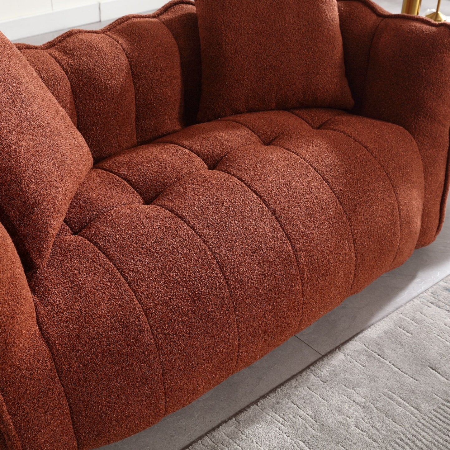 Pouf carré en chenille de 66 pouces avec noyau en mousse haute résilience, accoudoirs et poignée