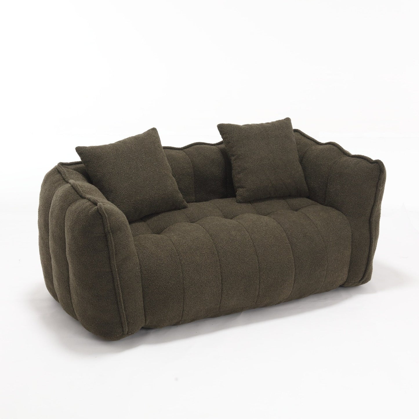 Pouf carré en chenille de 66 pouces avec noyau en mousse haute résilience, accoudoirs et poignée