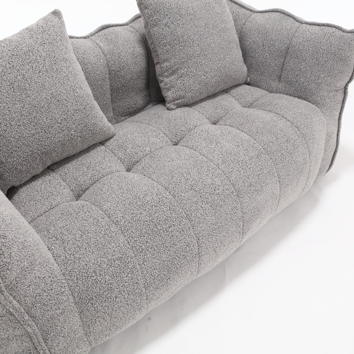 Pouf carré en chenille de 66 pouces avec noyau en mousse haute résilience, accoudoirs et poignée
