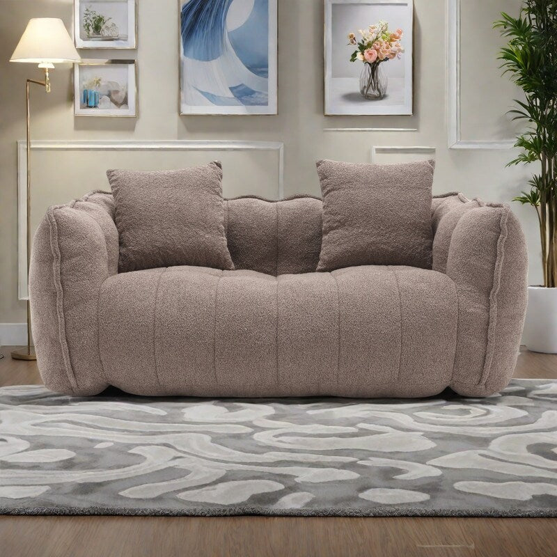 Pouf carré en chenille de 66 pouces avec noyau en mousse haute résilience, accoudoirs et poignée