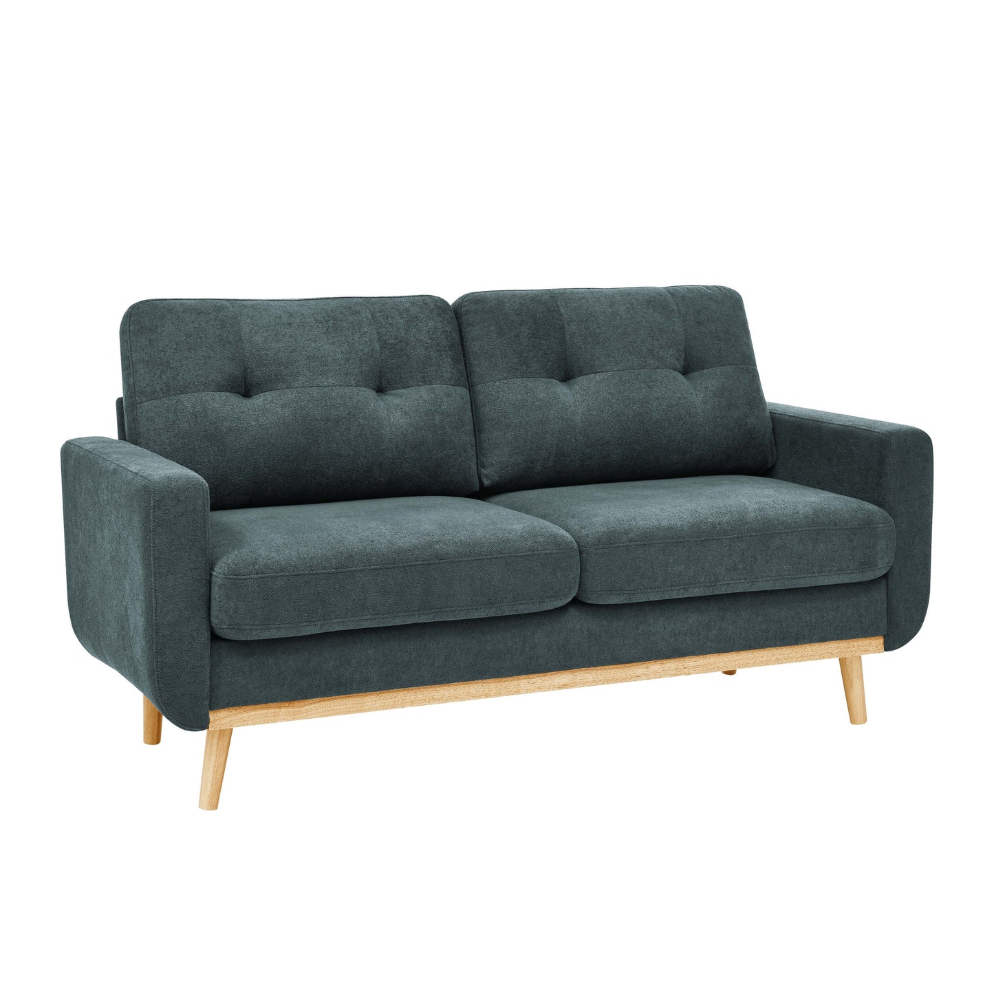 Causeuse capitonnée style milieu de siècle avec pieds en bois - 29,5 po x 67,7 po x 34,6 po