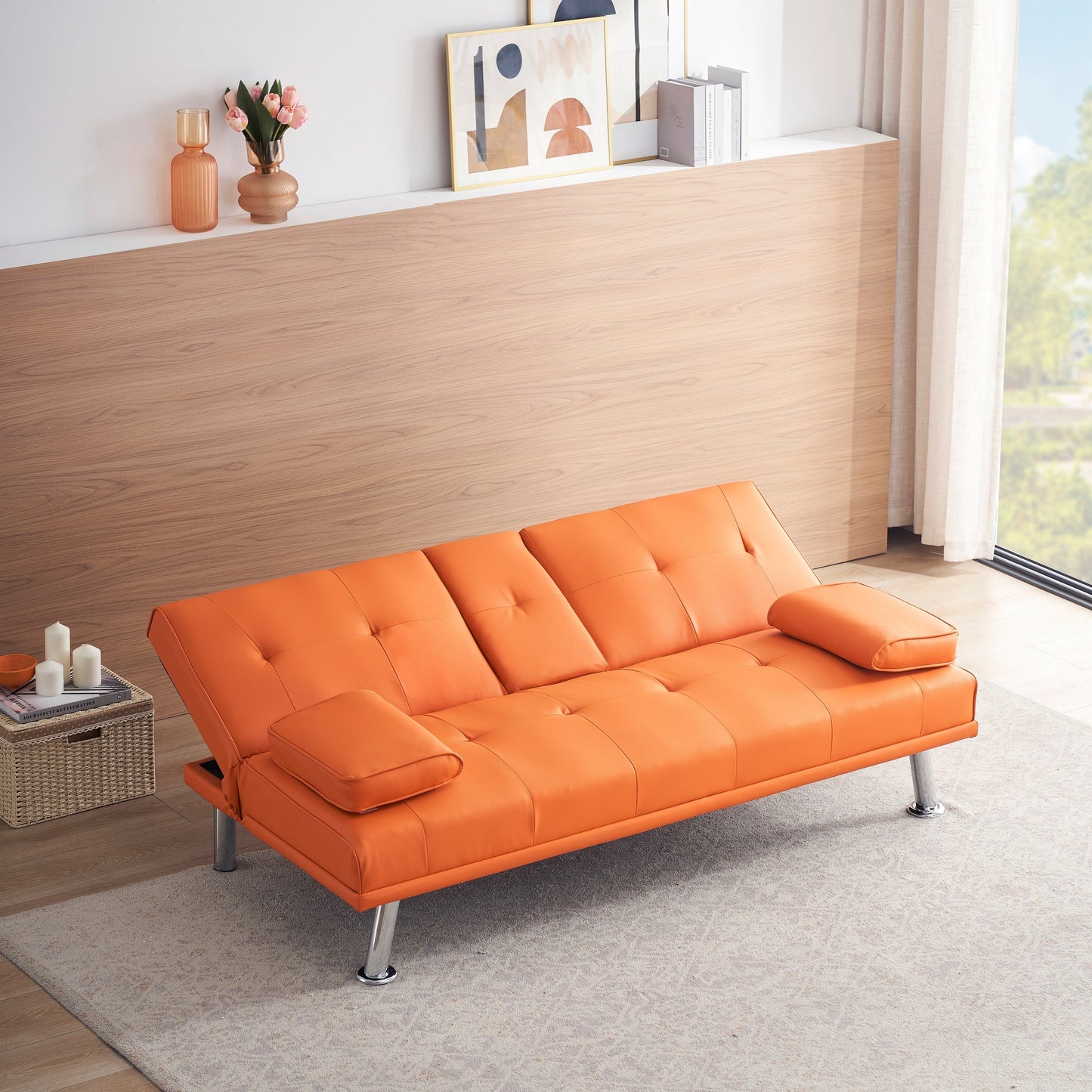 Canapé-lit double pliant multifonctionnel en polyuréthane 67 avec table basse