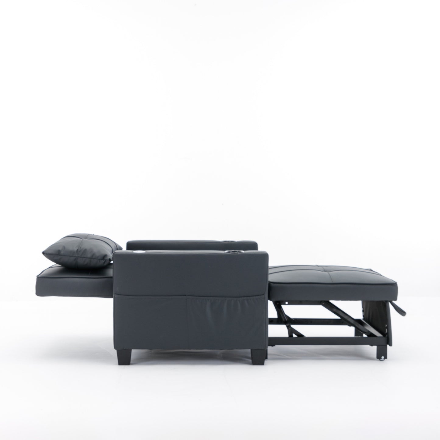 Canapé convertible 3 en 1 en similicuir 68.12 avec ports USB et tissu résistant à l'usure pour le salon