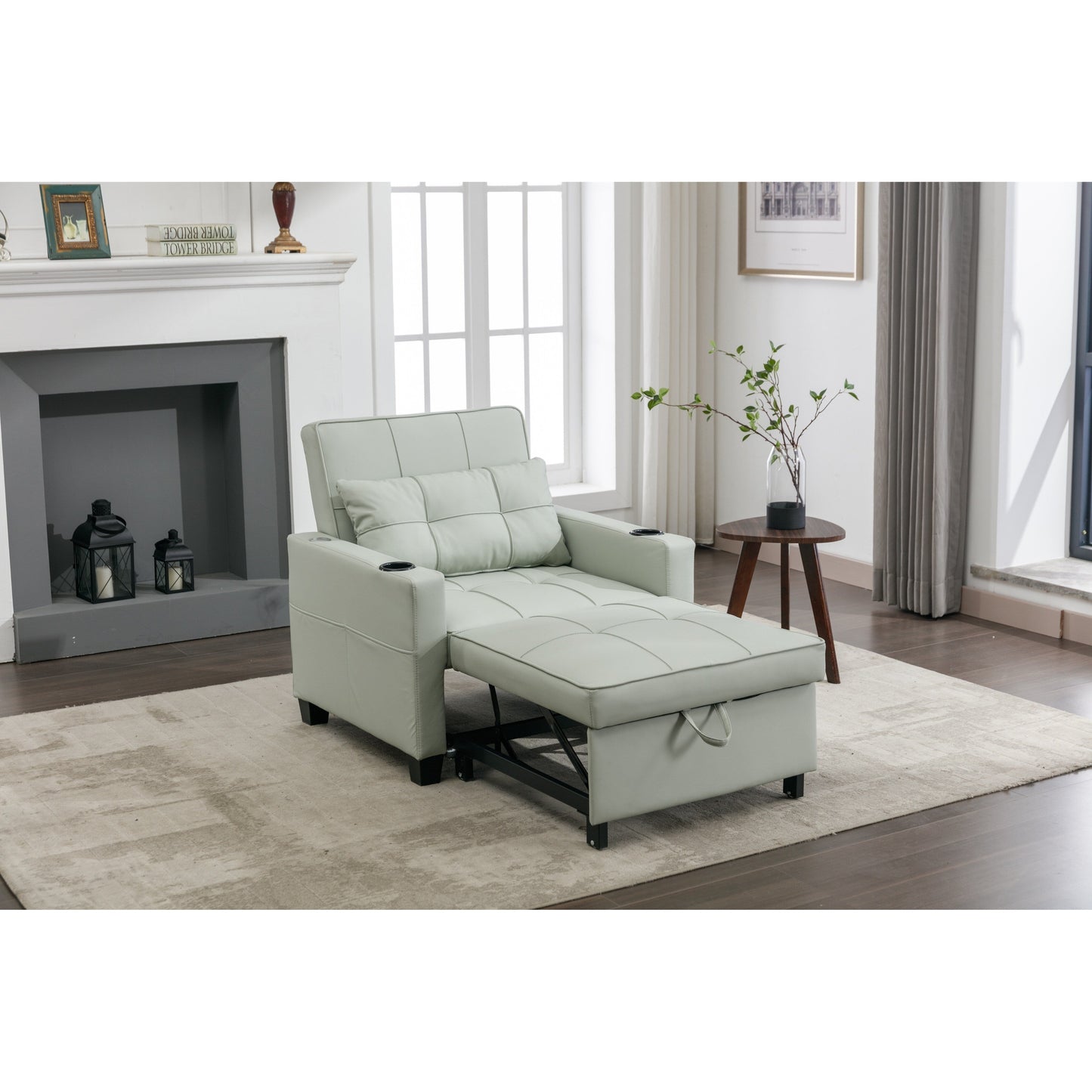 Canapé convertible 3 en 1 en similicuir 68.12 avec ports USB et tissu résistant à l'usure pour le salon