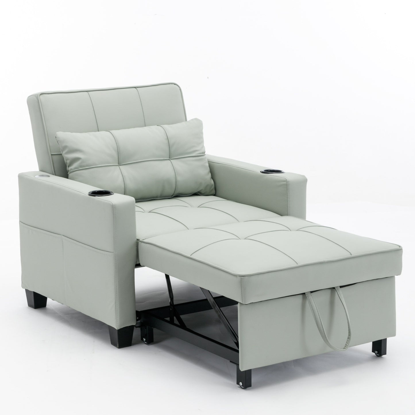 Canapé convertible 3 en 1 en similicuir 68.12 avec ports USB et tissu résistant à l'usure pour le salon