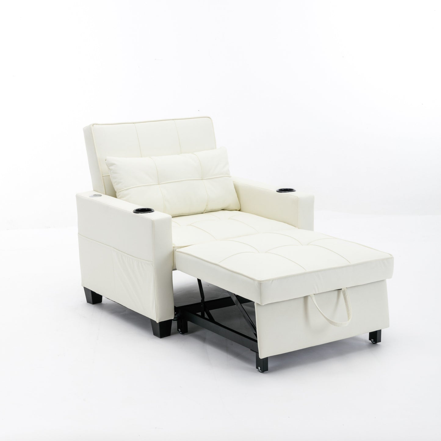 Canapé convertible 3 en 1 en similicuir 68.12 avec ports USB et tissu résistant à l'usure pour le salon