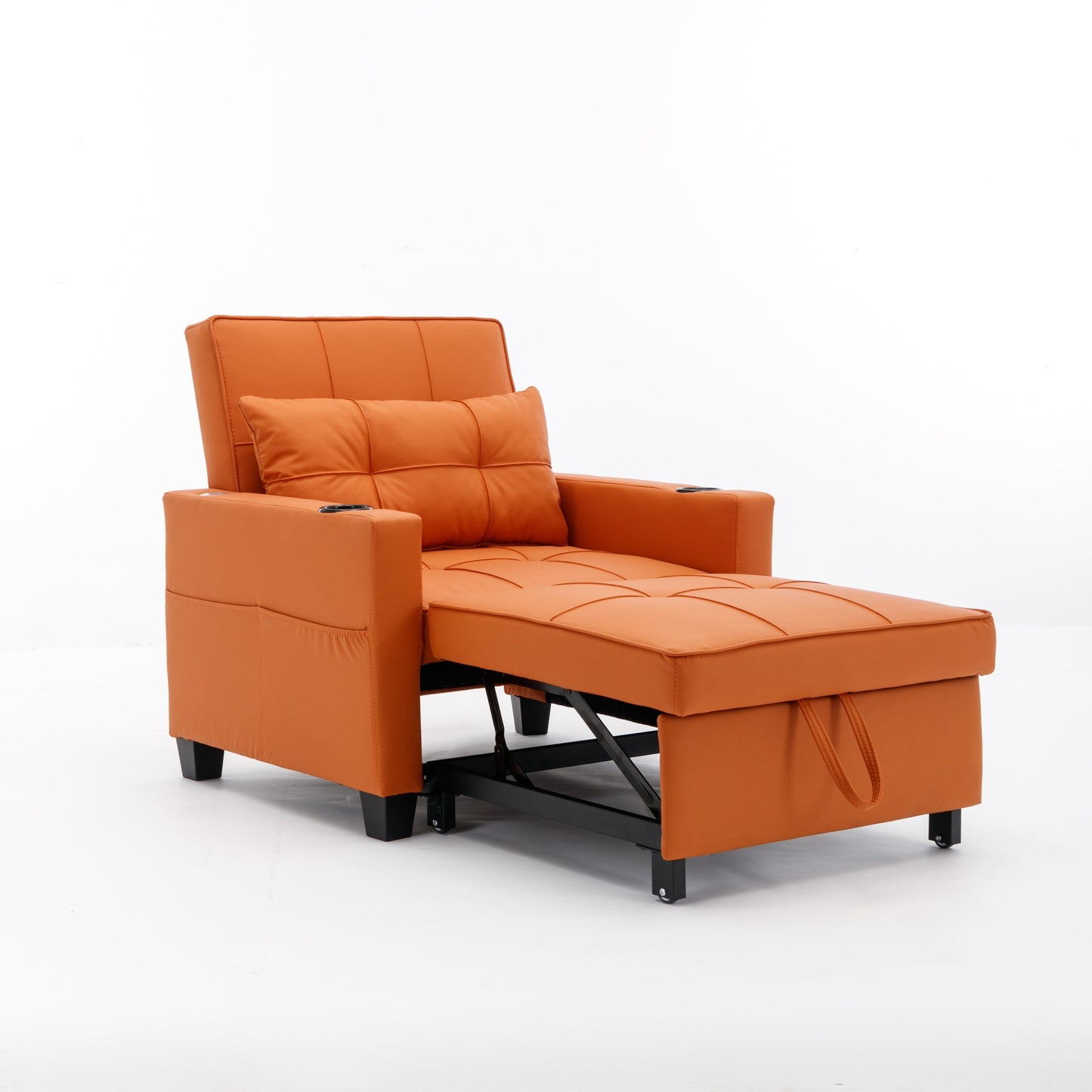 Canapé convertible 3 en 1 en similicuir 68.12 avec ports USB et tissu résistant à l'usure pour le salon