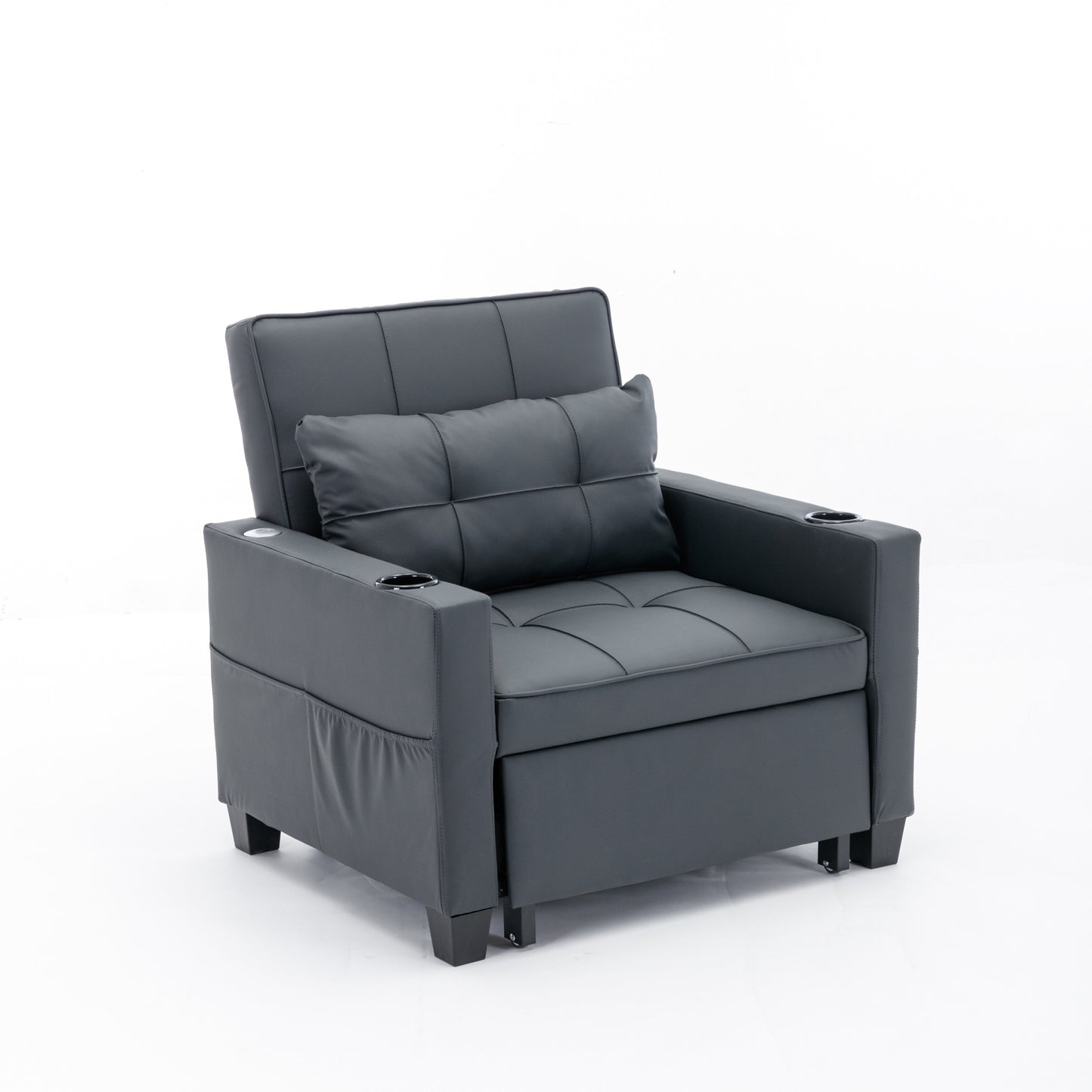 Canapé convertible 3 en 1 en similicuir 68.12 avec ports USB et tissu résistant à l'usure pour le salon