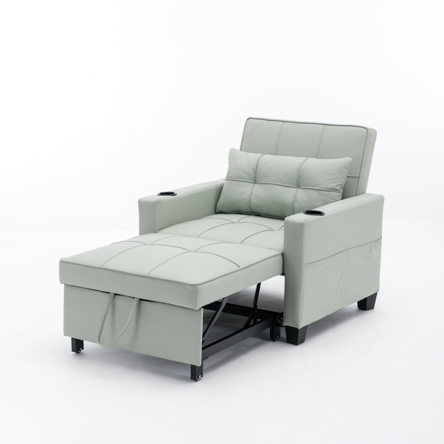 Canapé convertible 3 en 1 en similicuir 68.12 avec ports USB et tissu résistant à l'usure pour le salon