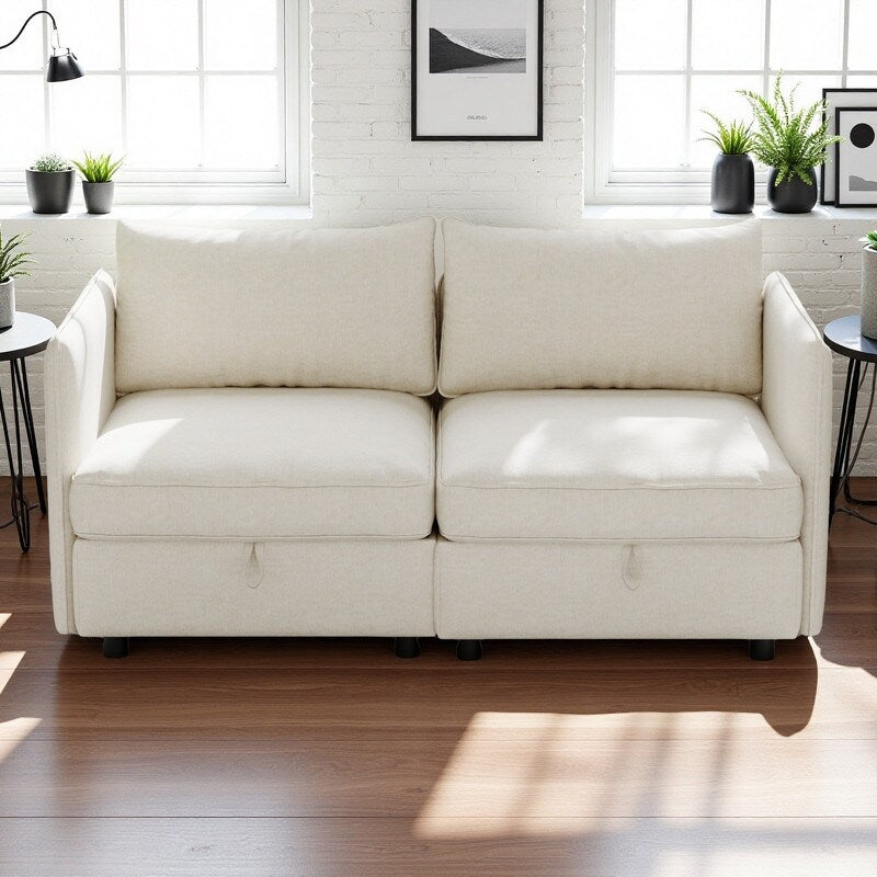 Causeuse en chenille de style milieu du siècle avec rangement dissimulé et capacité de 250 lb