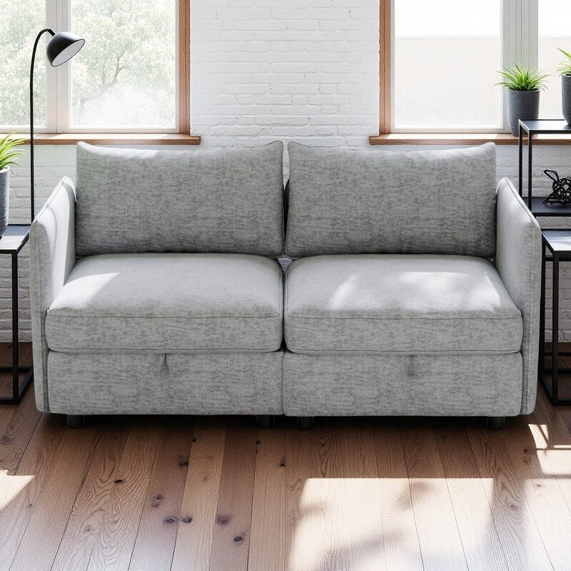 Causeuse en chenille de style milieu du siècle avec rangement dissimulé et capacité de 250 lb