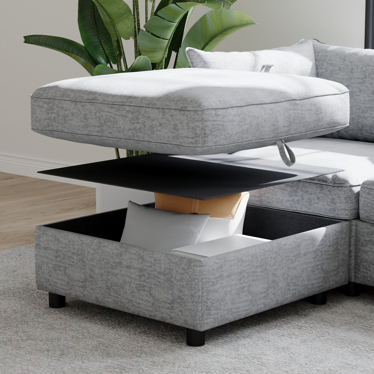 Causeuse en chenille de style milieu du siècle avec rangement dissimulé et capacité de 250 lb