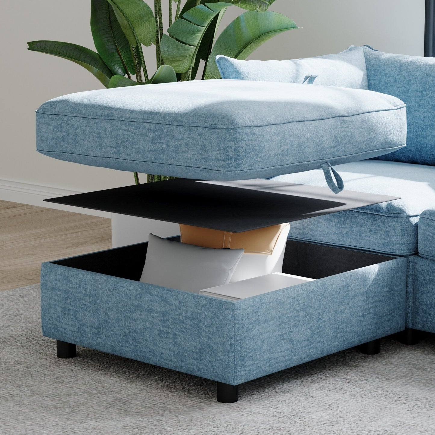Causeuse en chenille de style milieu du siècle avec rangement dissimulé et capacité de 250 lb