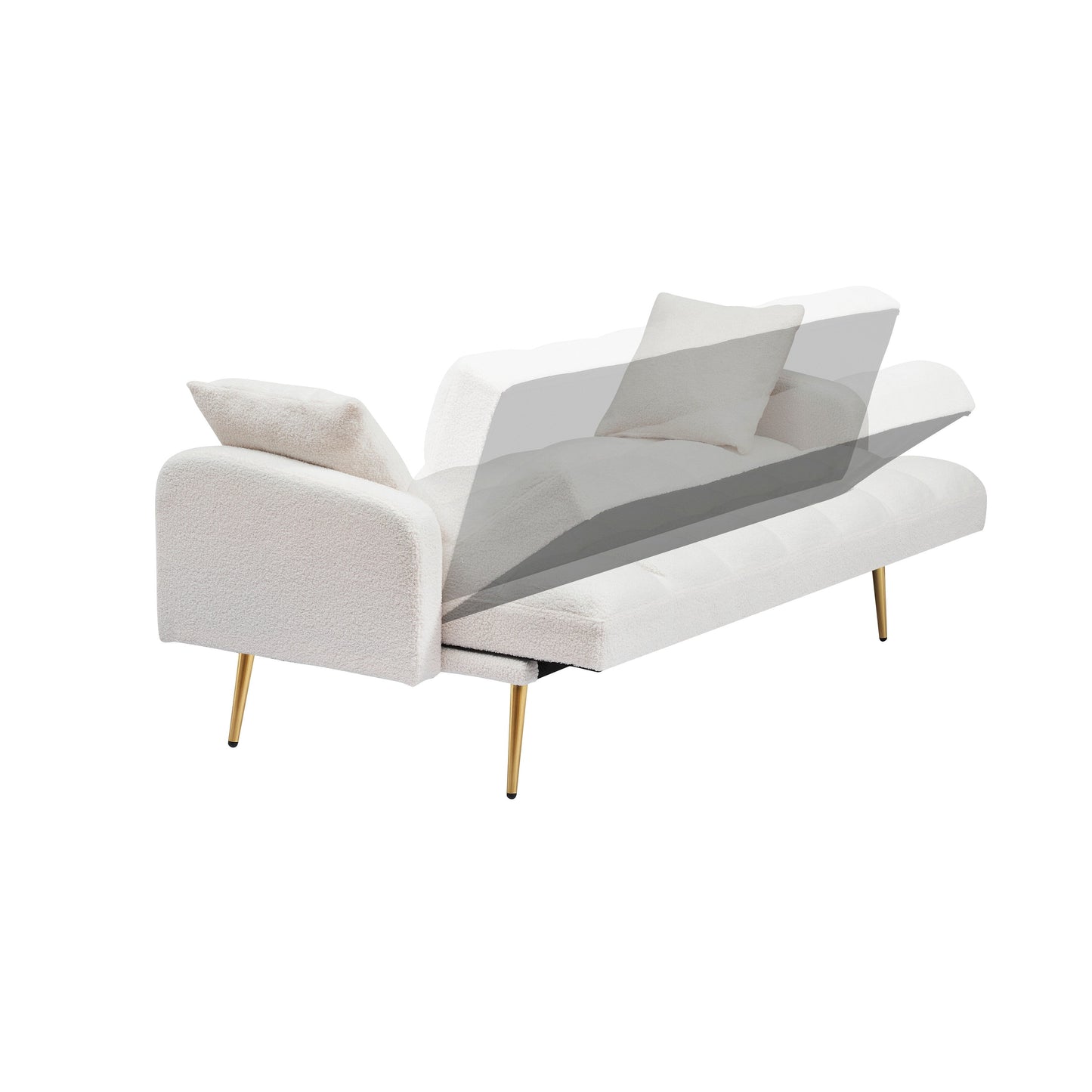 Canapé-lit beige de 175 cm avec canapé Teddy réglable pour petits espaces, salon et chambre à coucher