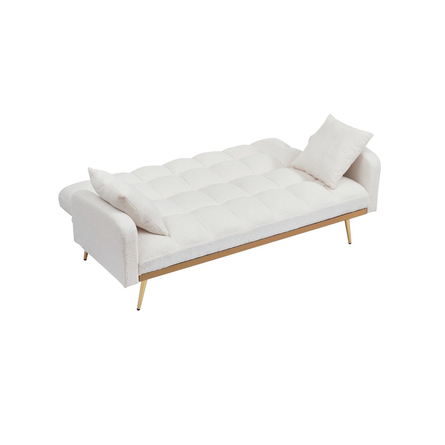 Canapé-lit beige de 175 cm avec canapé Teddy réglable pour petits espaces, salon et chambre à coucher