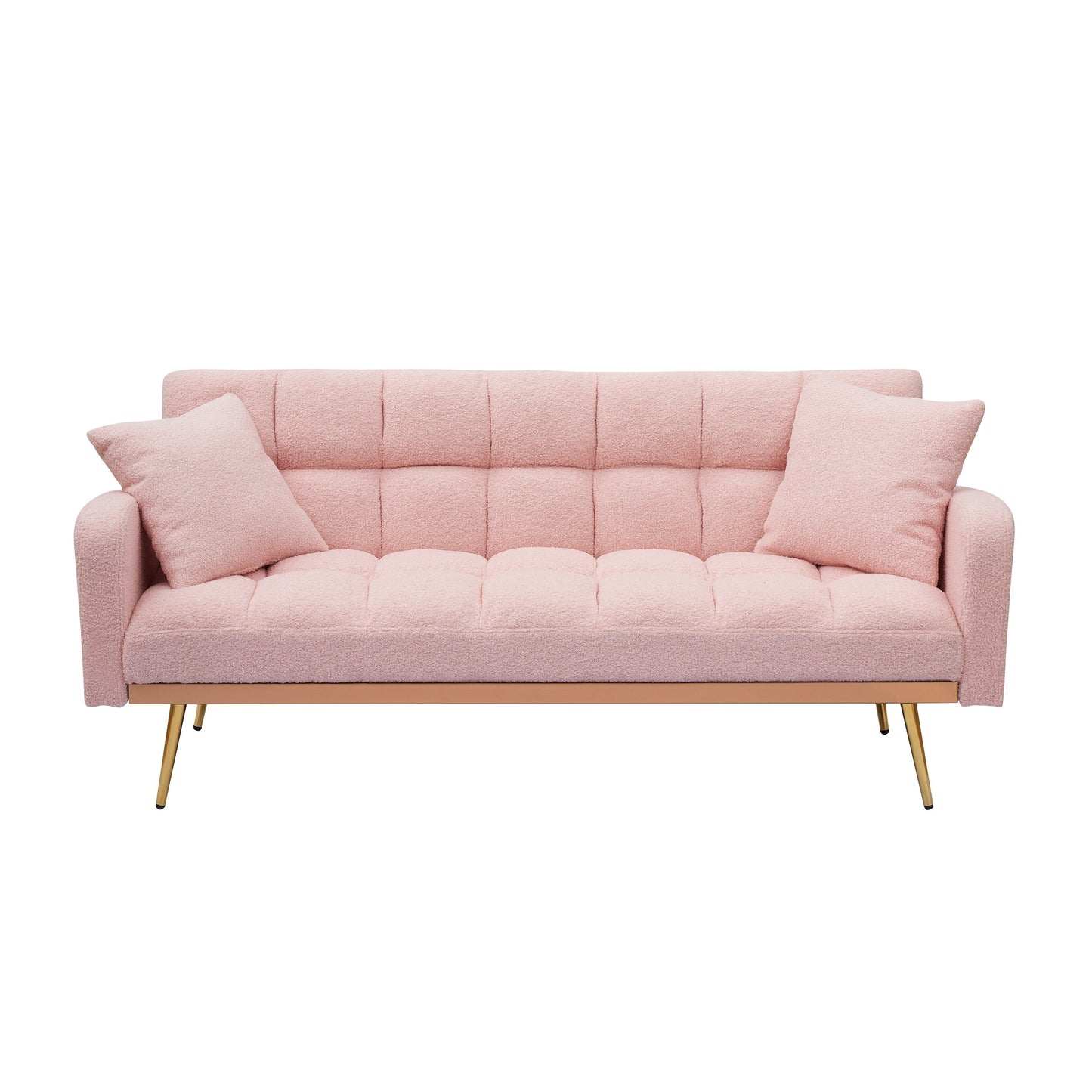 Canapé-lit rose de 175 cm avec canapé Teddy réglable pour petits espaces, salon et chambre à coucher