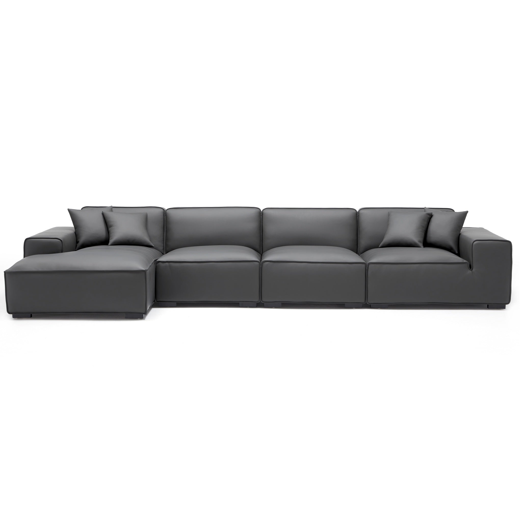 Domus Modular Beige Leather Sectional Sofa