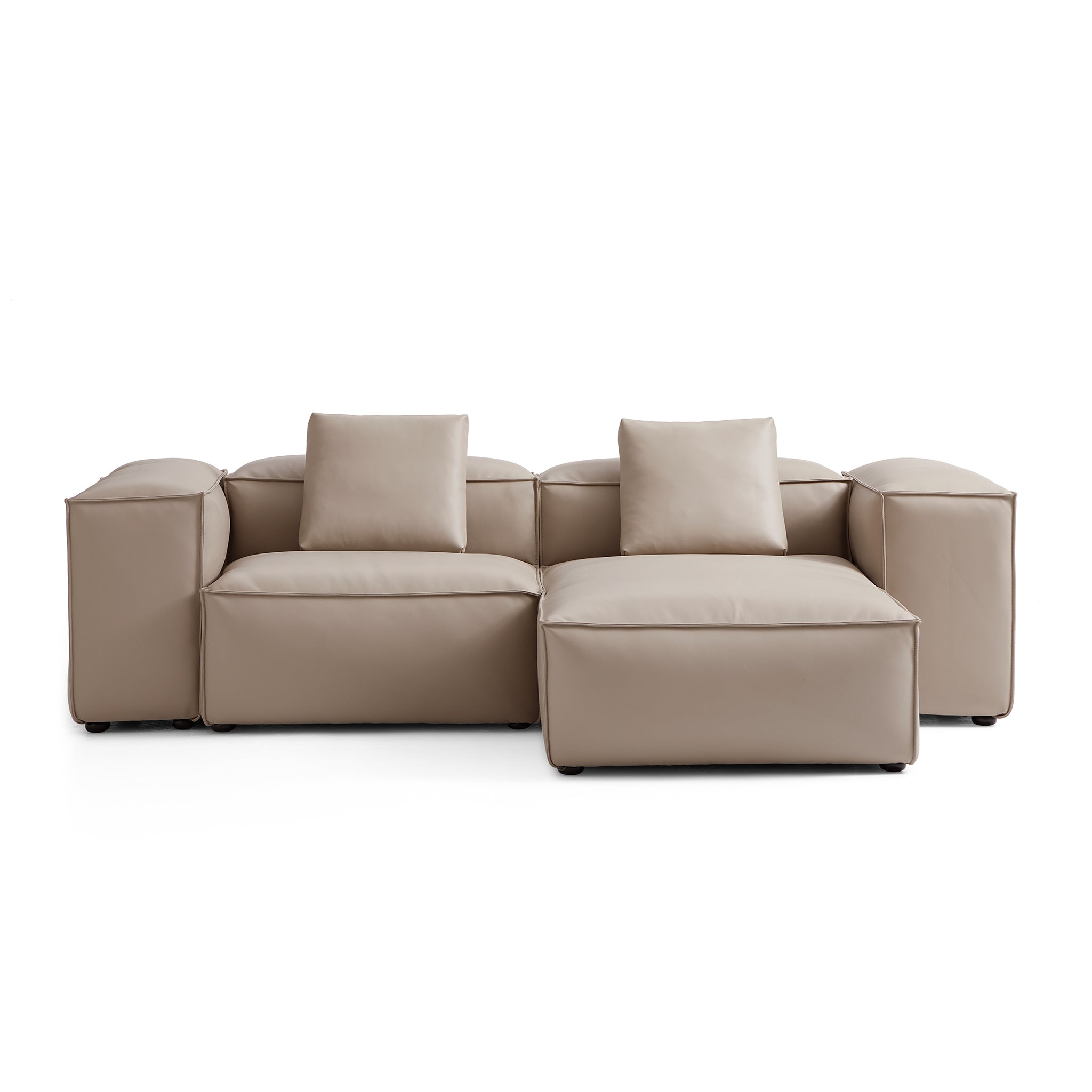 Cube Modular Beige Genuine Leather Sectional