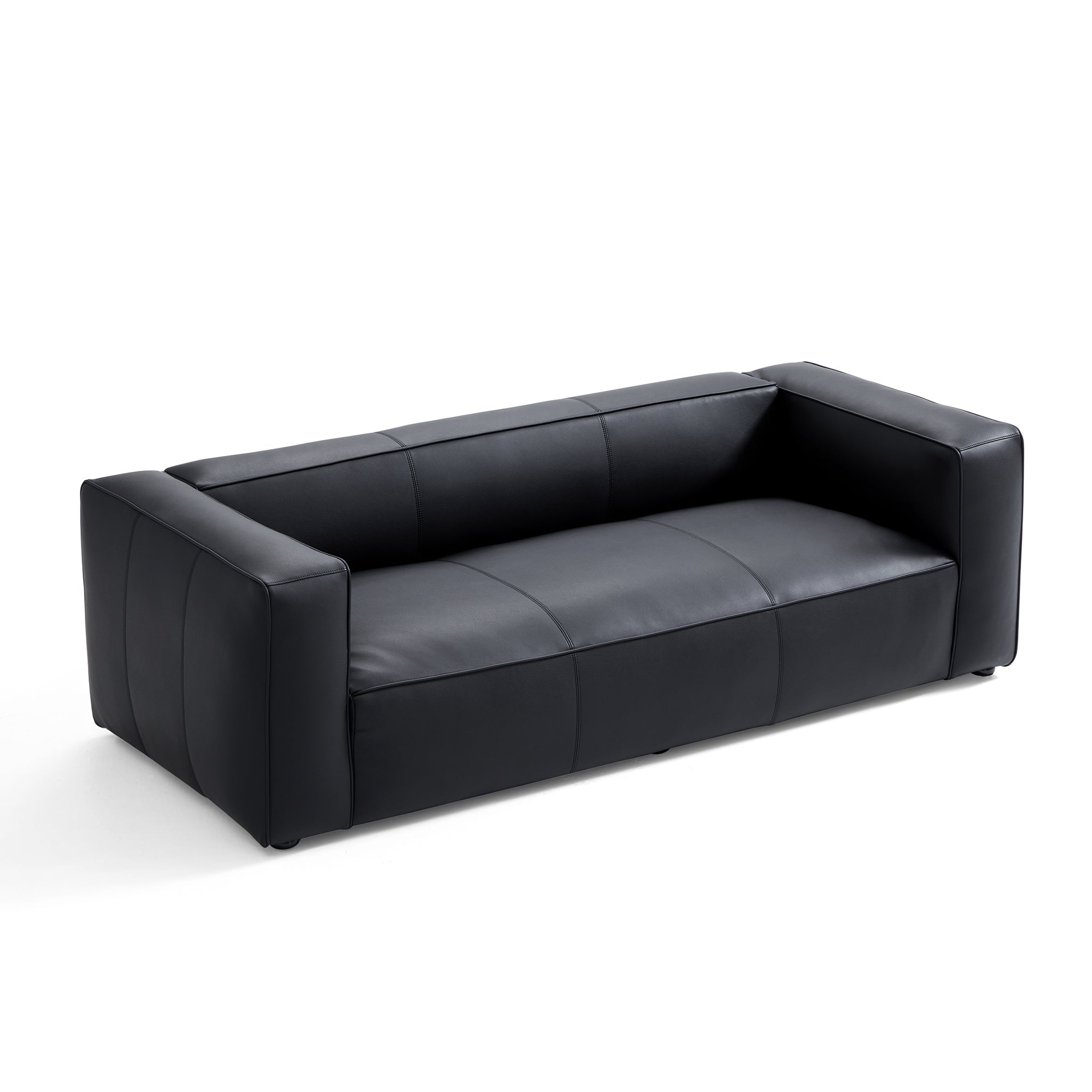 Brancaster Black Genuine Leather Tuxedo Sofa