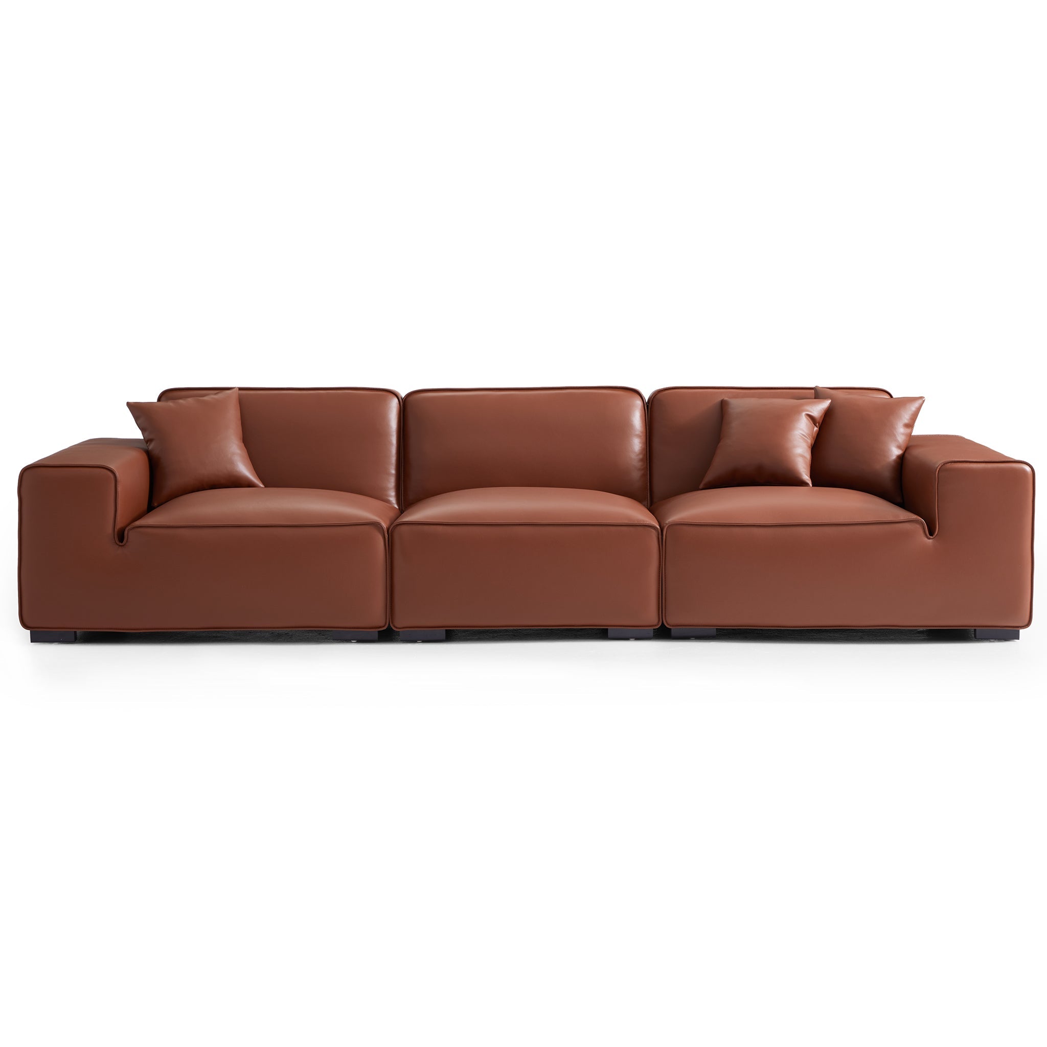 Domus Modular Black Leather Sofa
