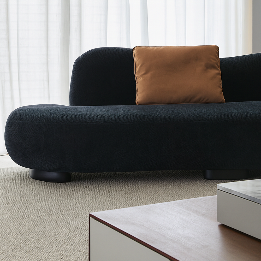 Velvet Curved Sectional Sofa in Midnight Black