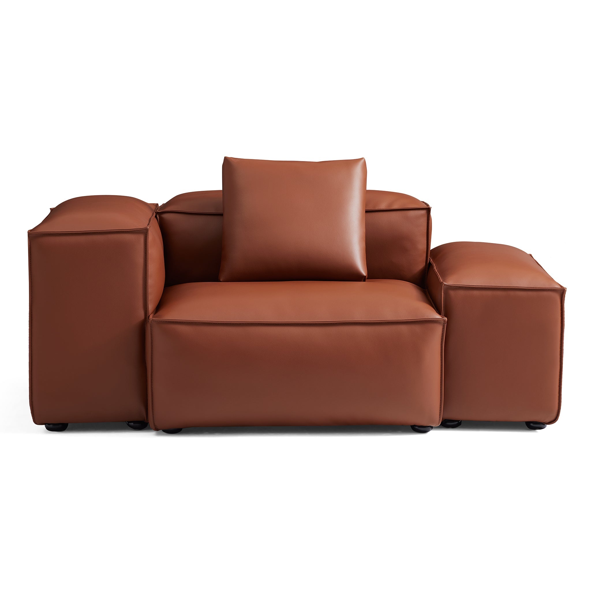 Cube Modular Brown Genuine Leather Armchair