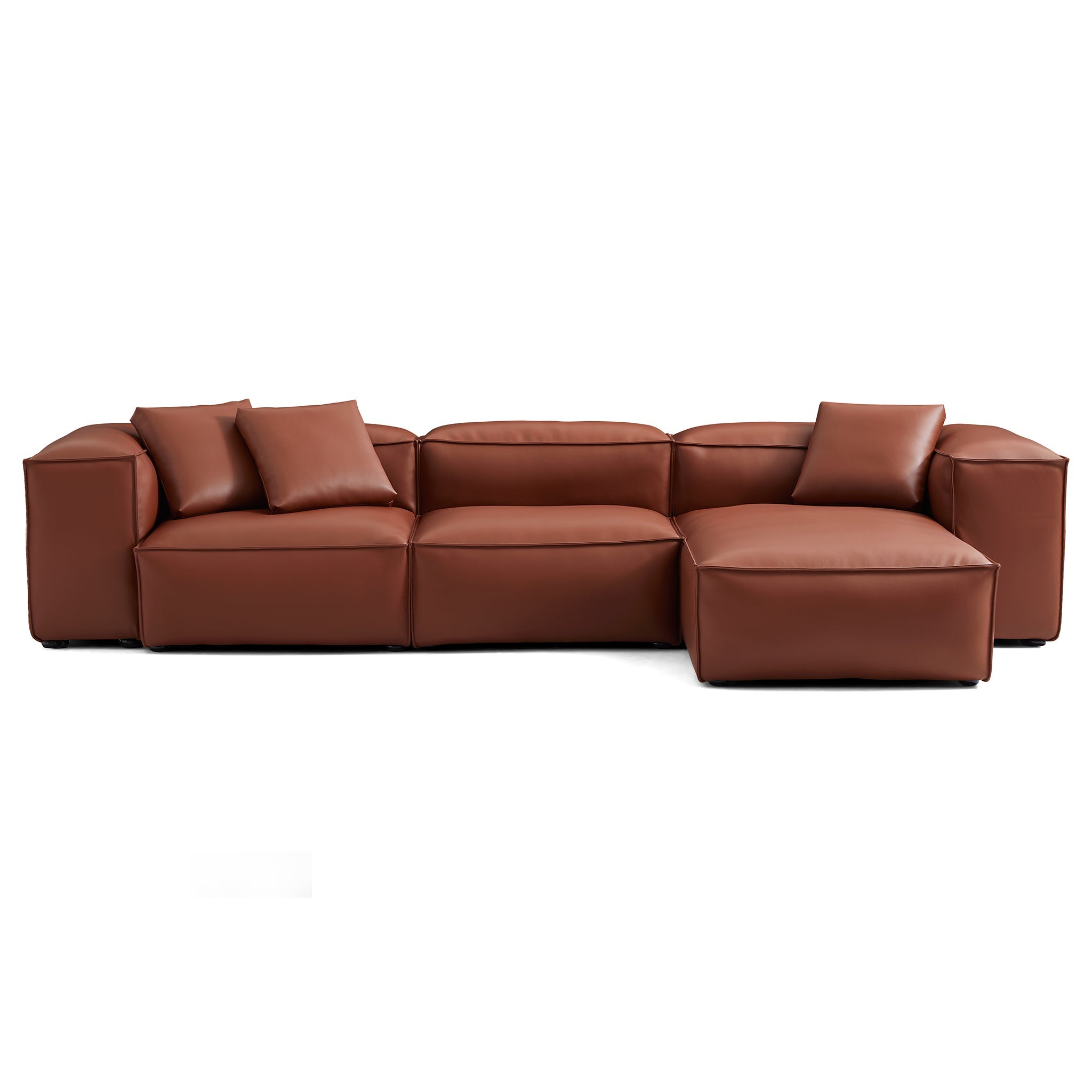 Cube Modular Beige Genuine Leather Sectional