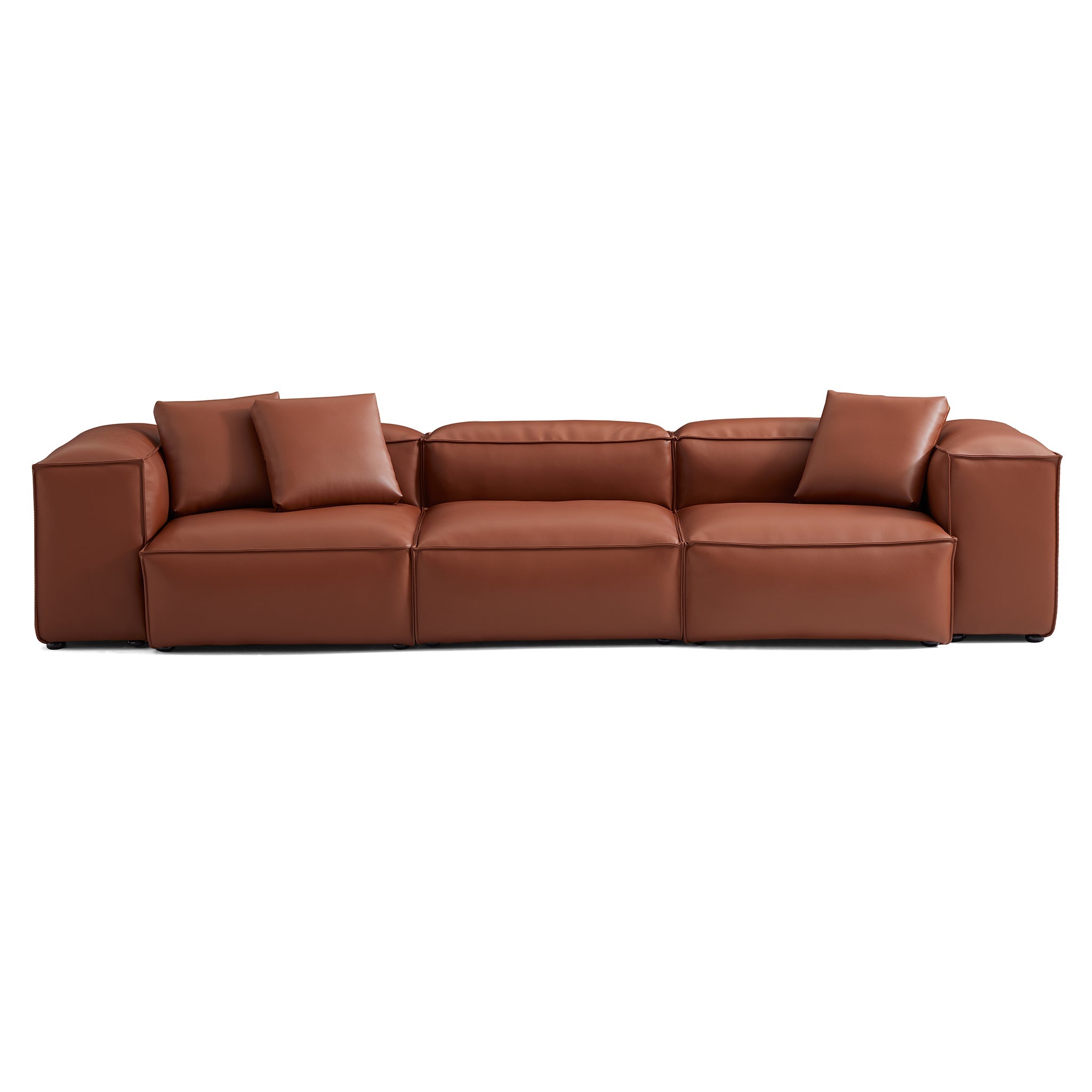 Cube Modular Beige Genuine Leather Sofa